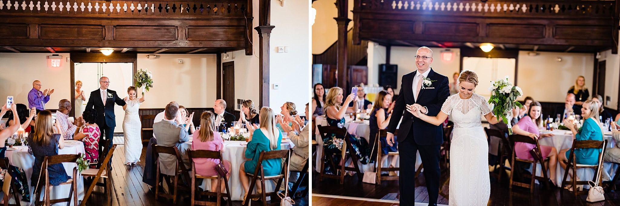 Wedding reception entrance at All Saints Chapel by Raleigh wedding photographers