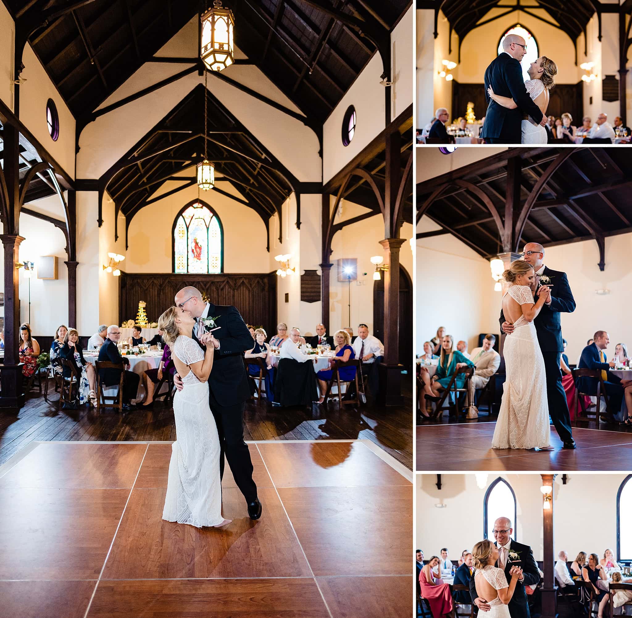 Bride and groom share their first dance at their All Saints Chapel First wedding