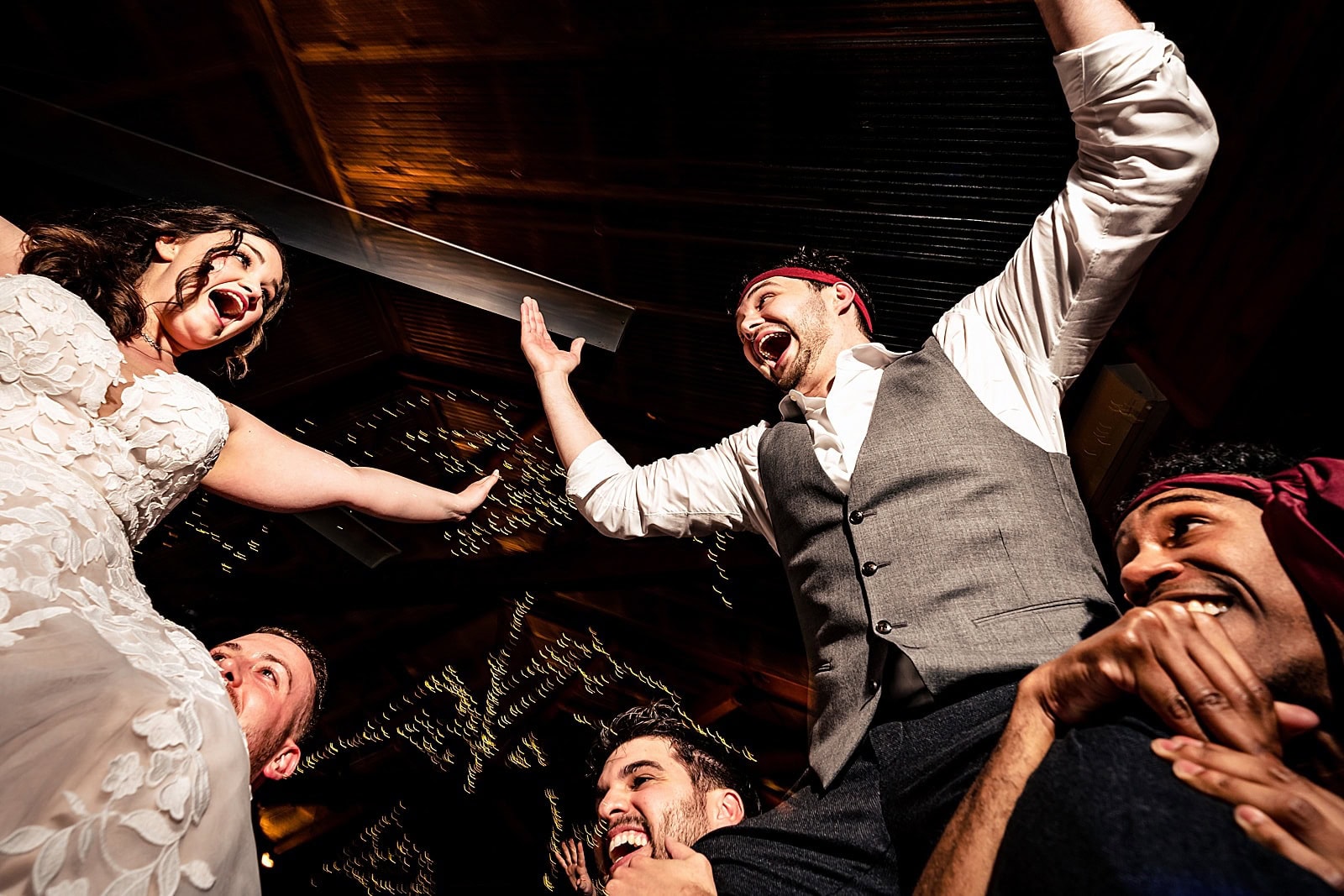 Wild wedding reception at the Angus Barn