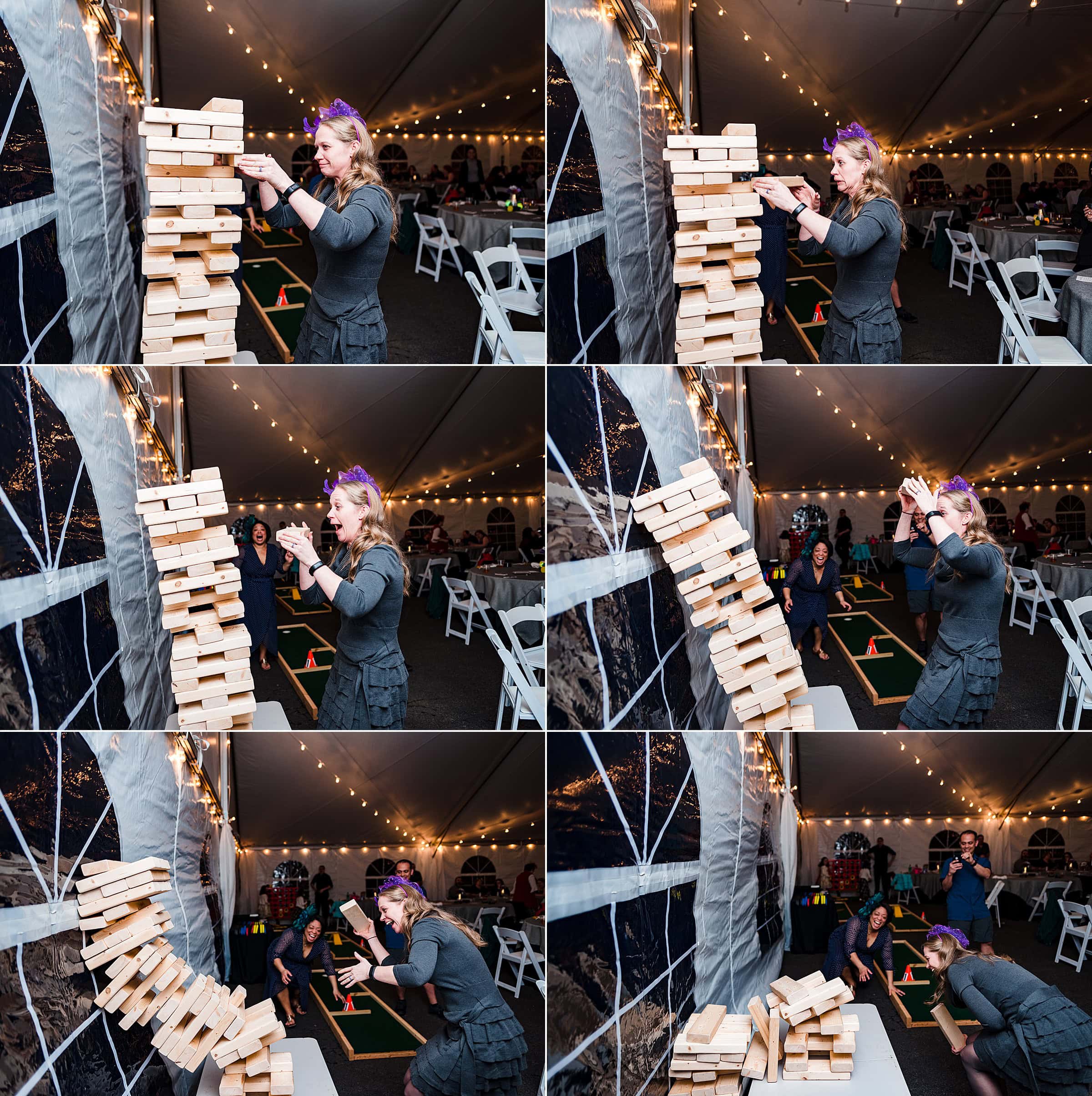 Giant jenga at wedding