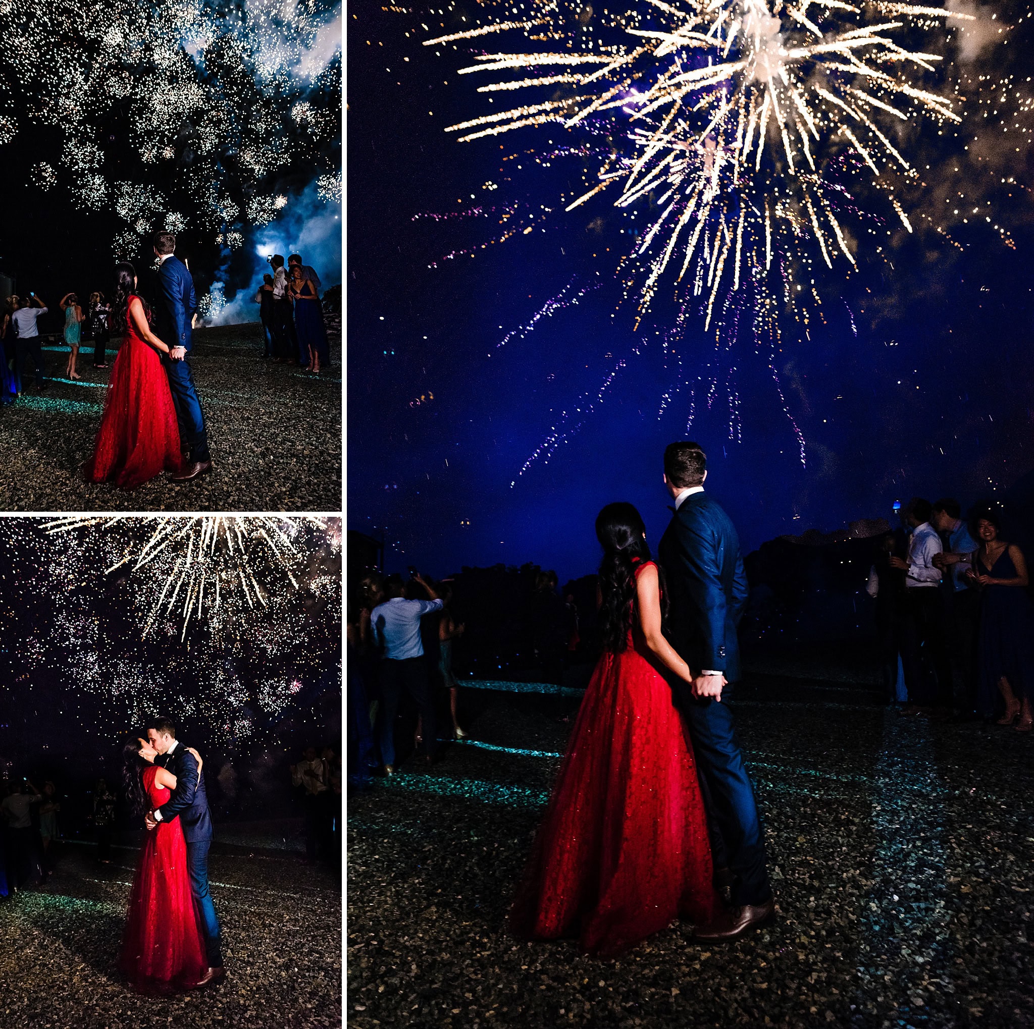 Barn at Woodlake Meadows, fireworks exit, wedding fireworks, bubble exit