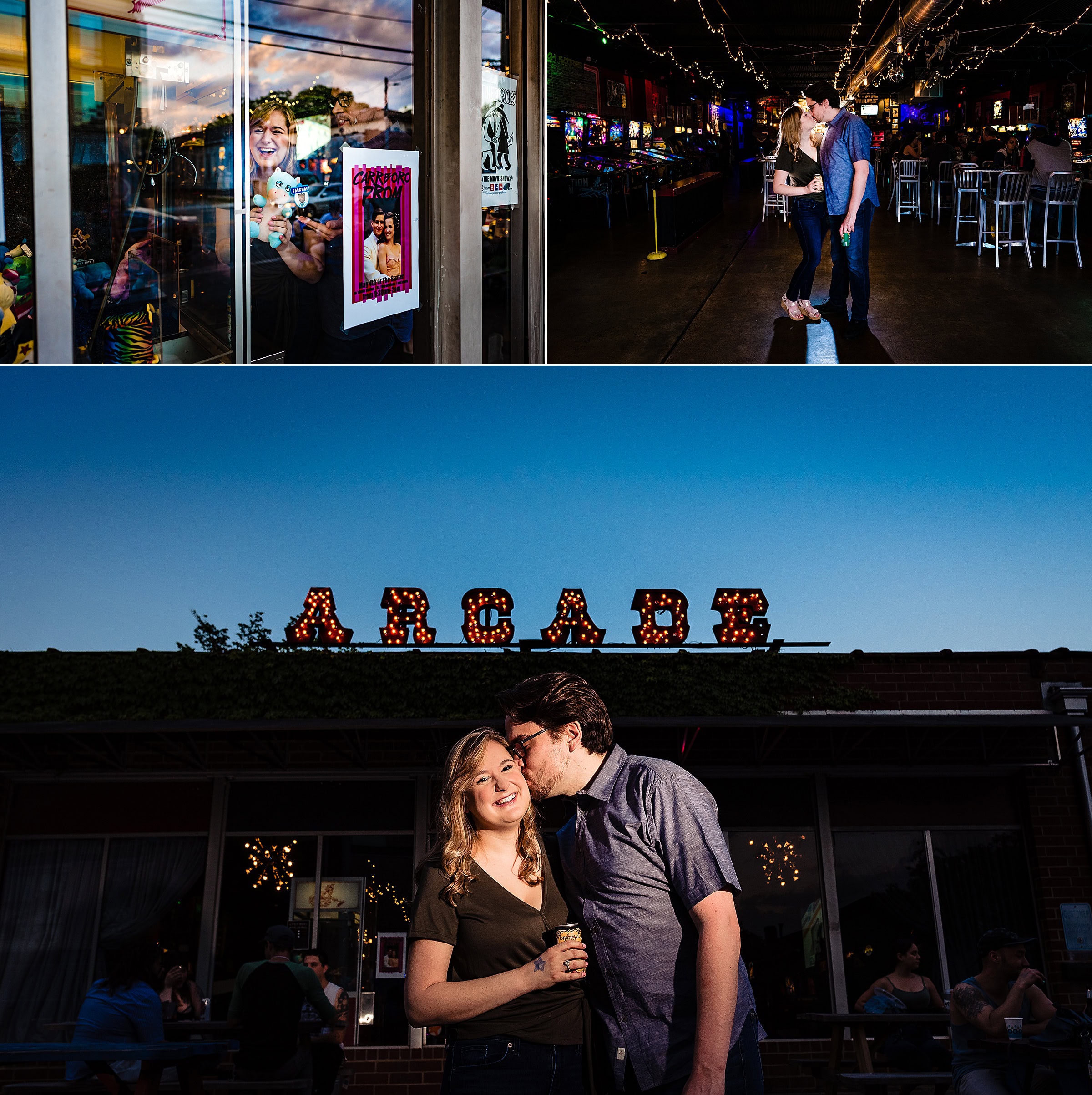 Baxter Barcade engagement photos in Chapel Hill | fun engagement photo ideas | kivusandcamera.com