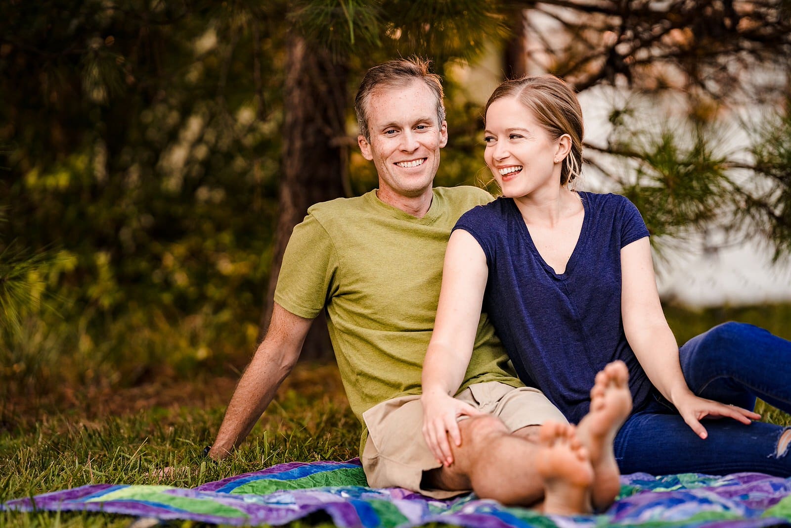 Picnic engagement session photos at Woodlake, Durham, NC