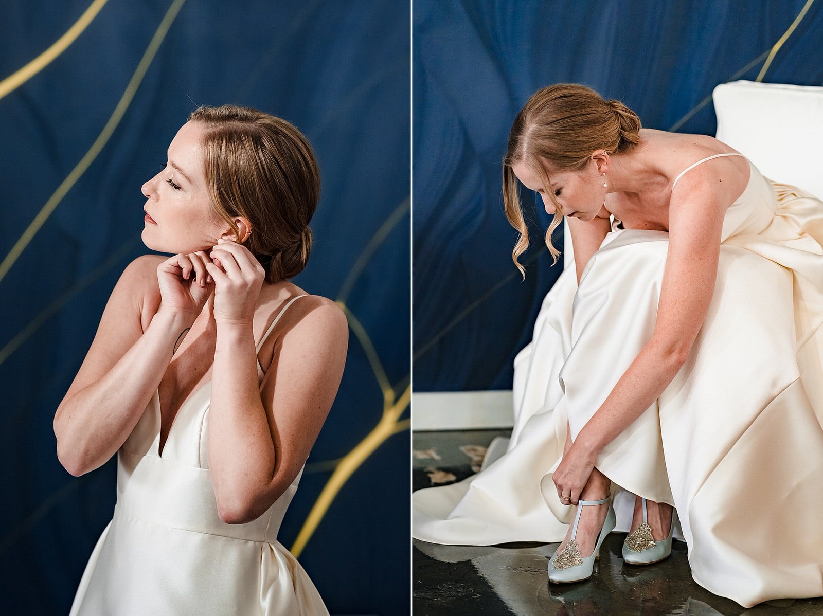 Bridal style inspiration: BHLDN dress and blue shoes