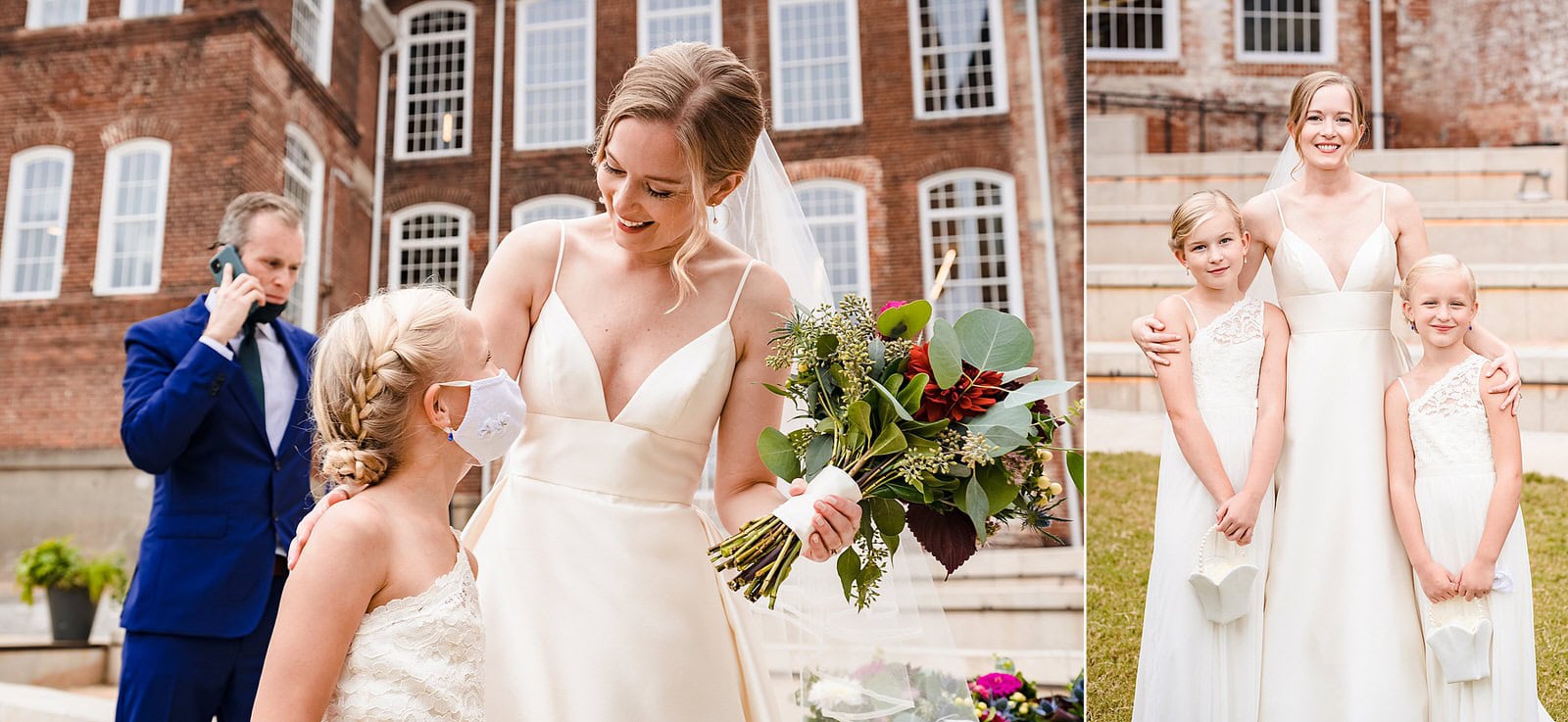 Wedding portraits at Golden Belt Durham for a Belt Line Station wedding