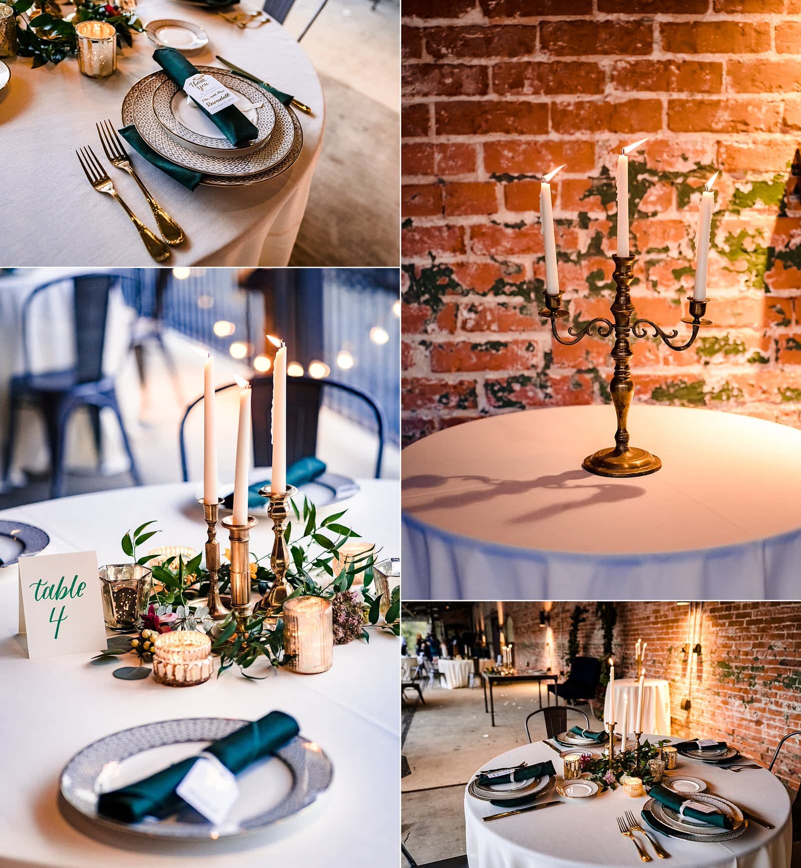 Green and navy wedding decor inspiration, candlelit wedding reception, winter wedding decor