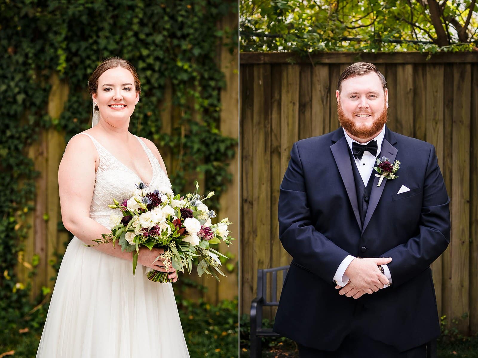 Portraits of the bride and groom at the Brooklyn Arts Center