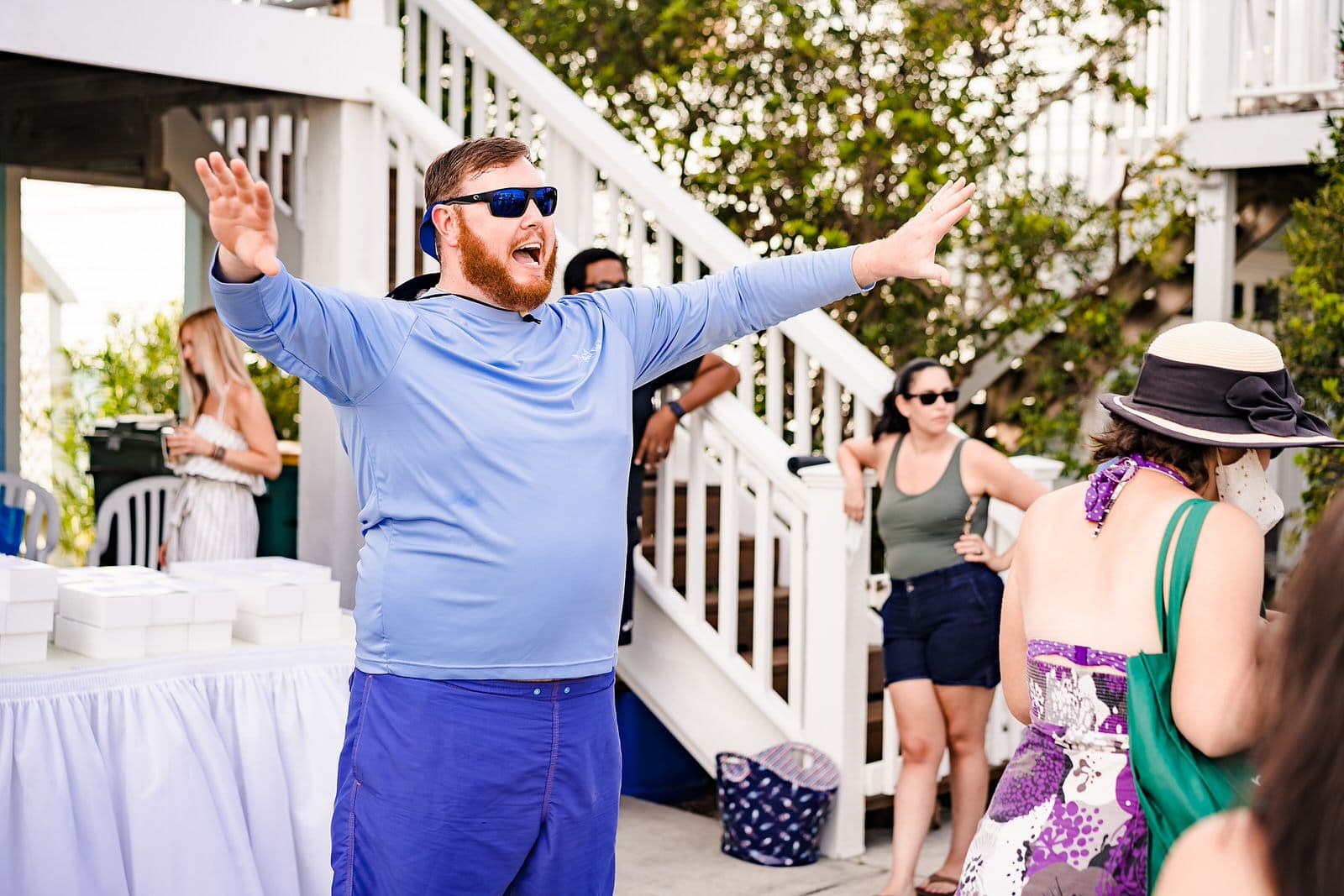 Casual beach wedding reception