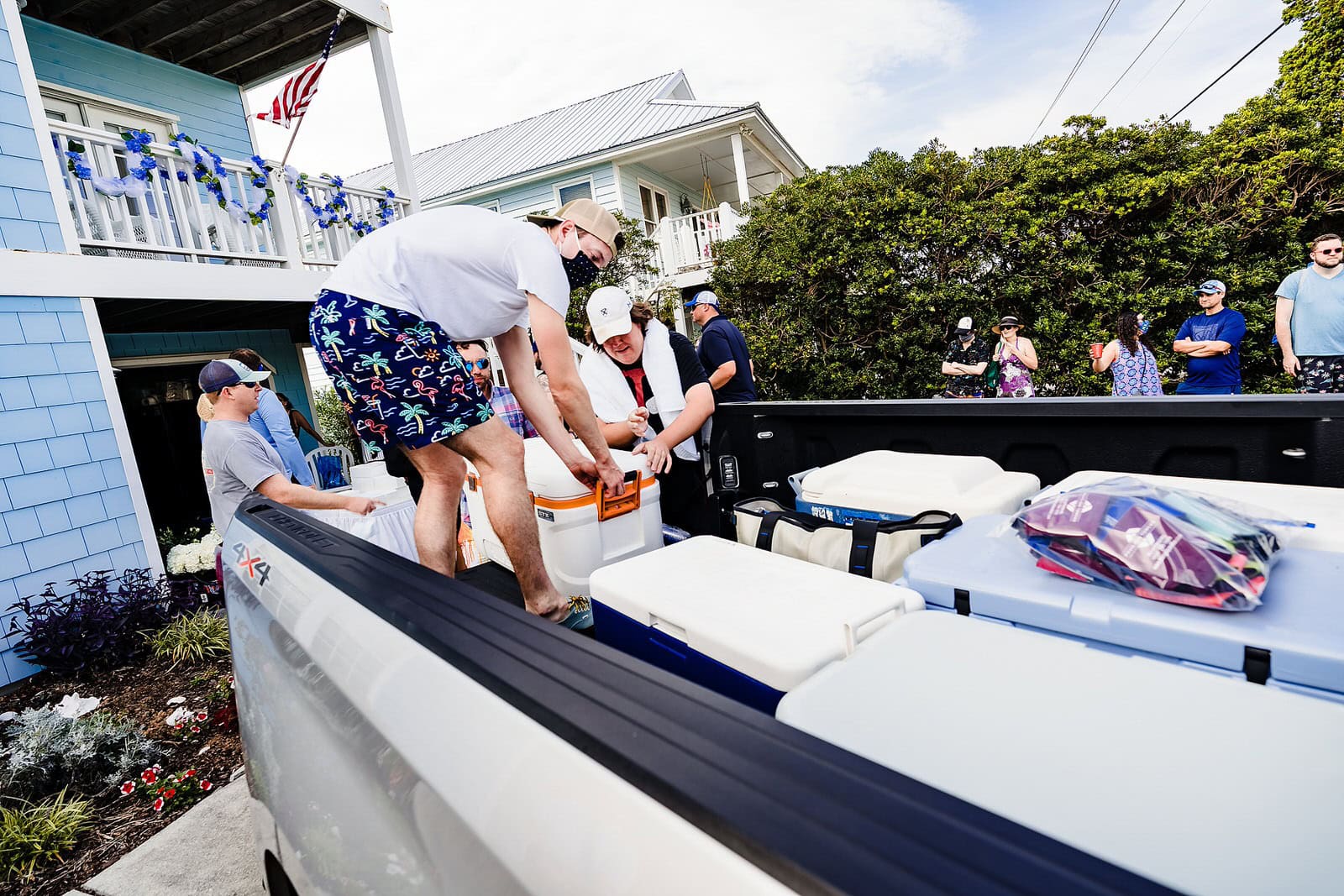 Casual beach wedding reception