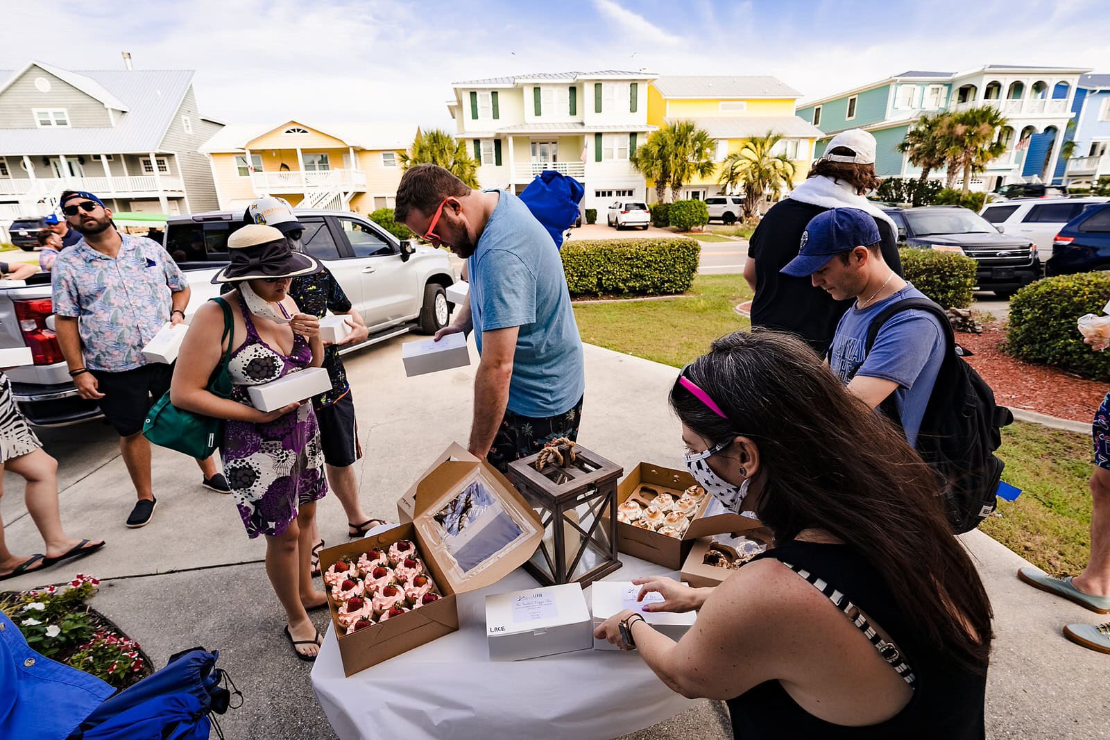 Casual beach wedding reception