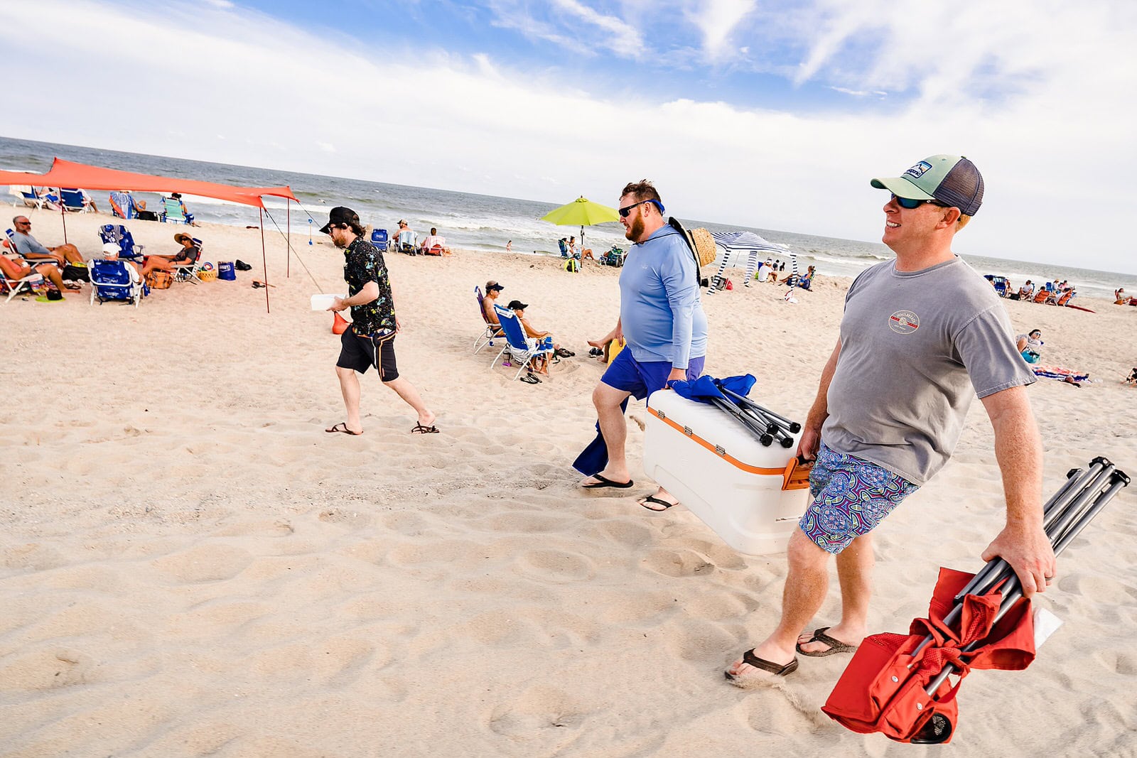 Casual beach wedding reception