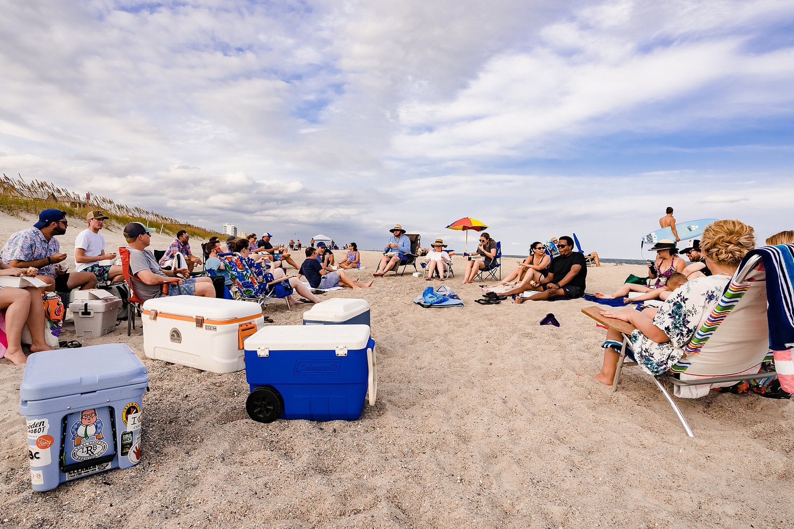 Casual beach wedding reception