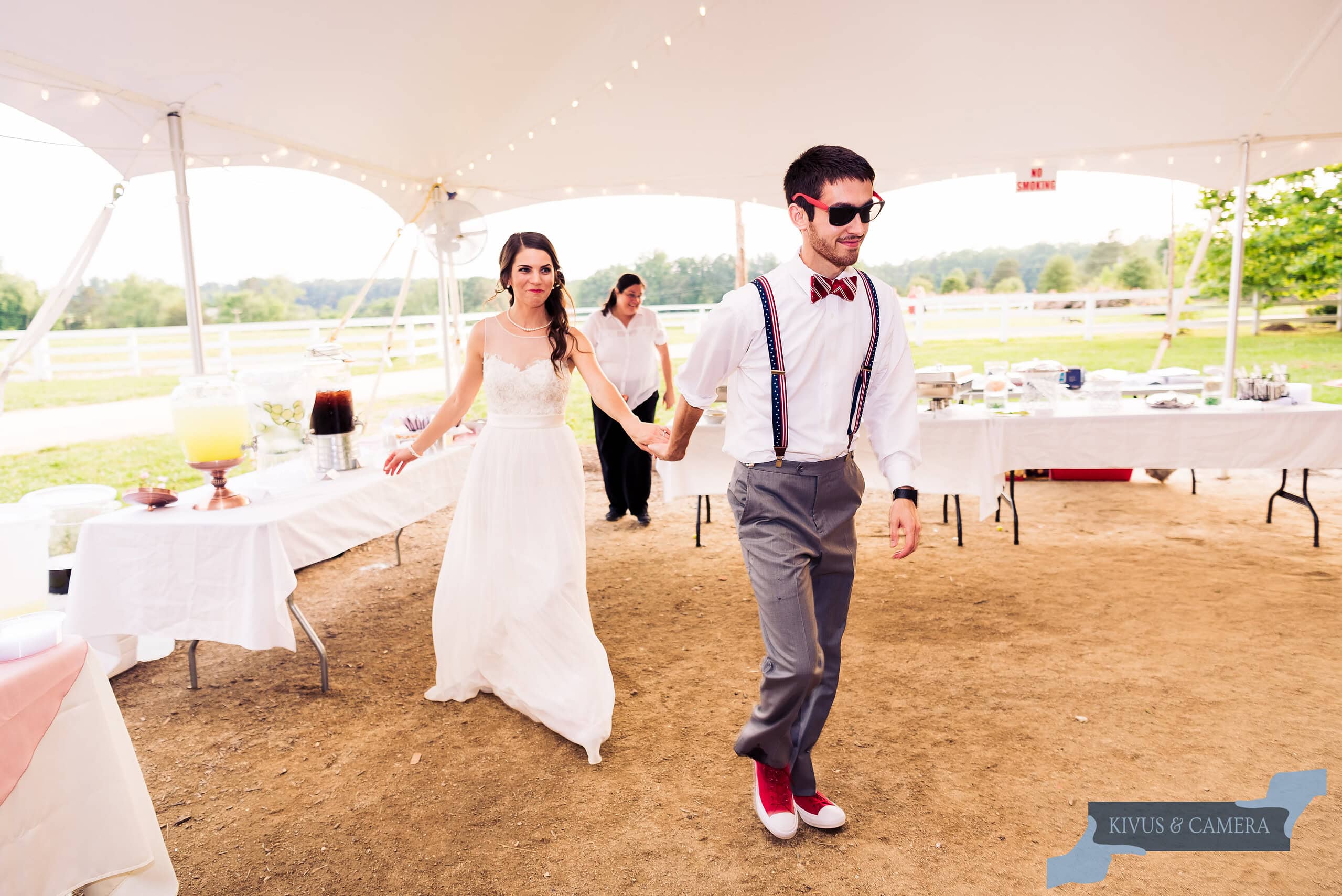 Groom surprising bride
