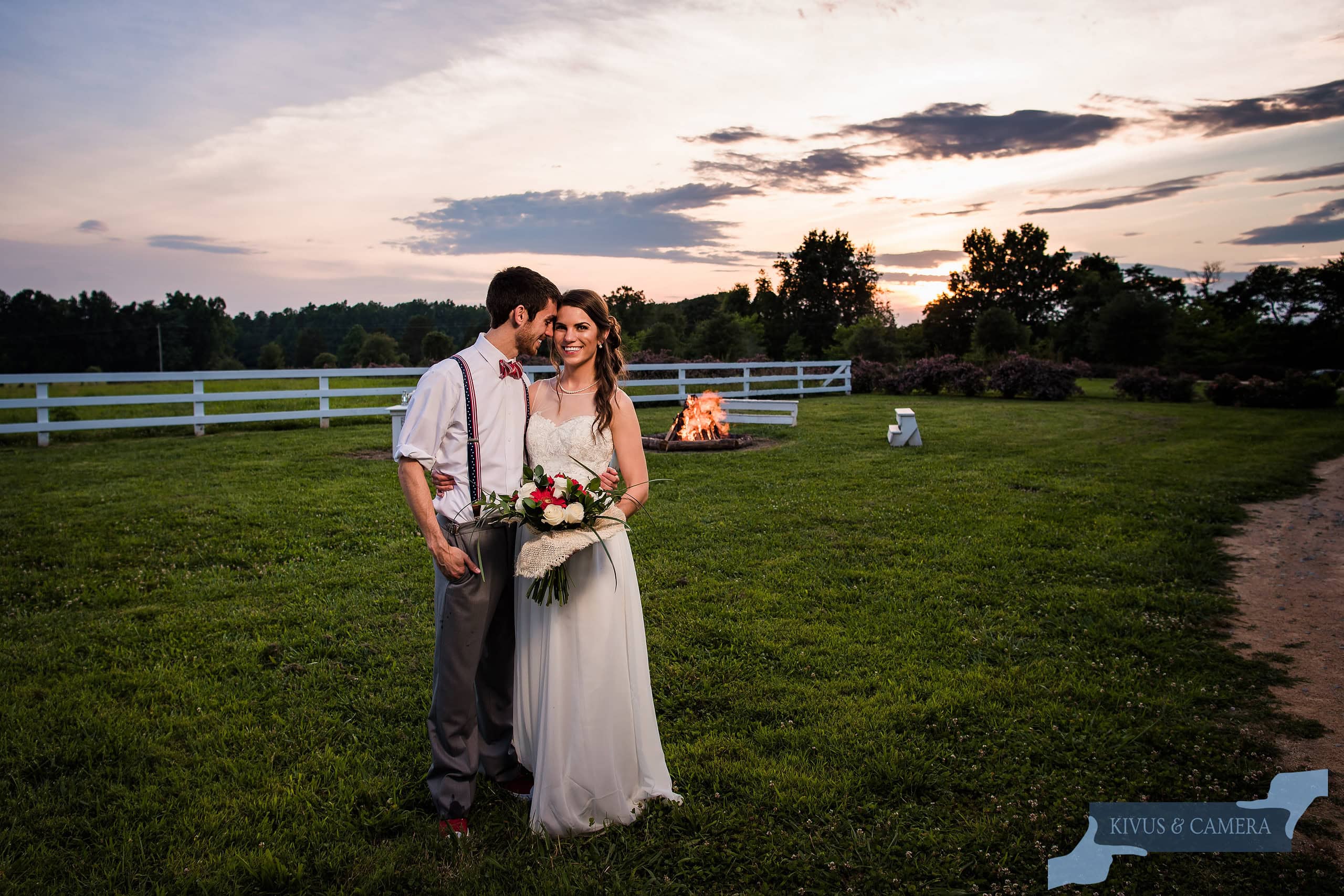 Wedding bonfire sunset