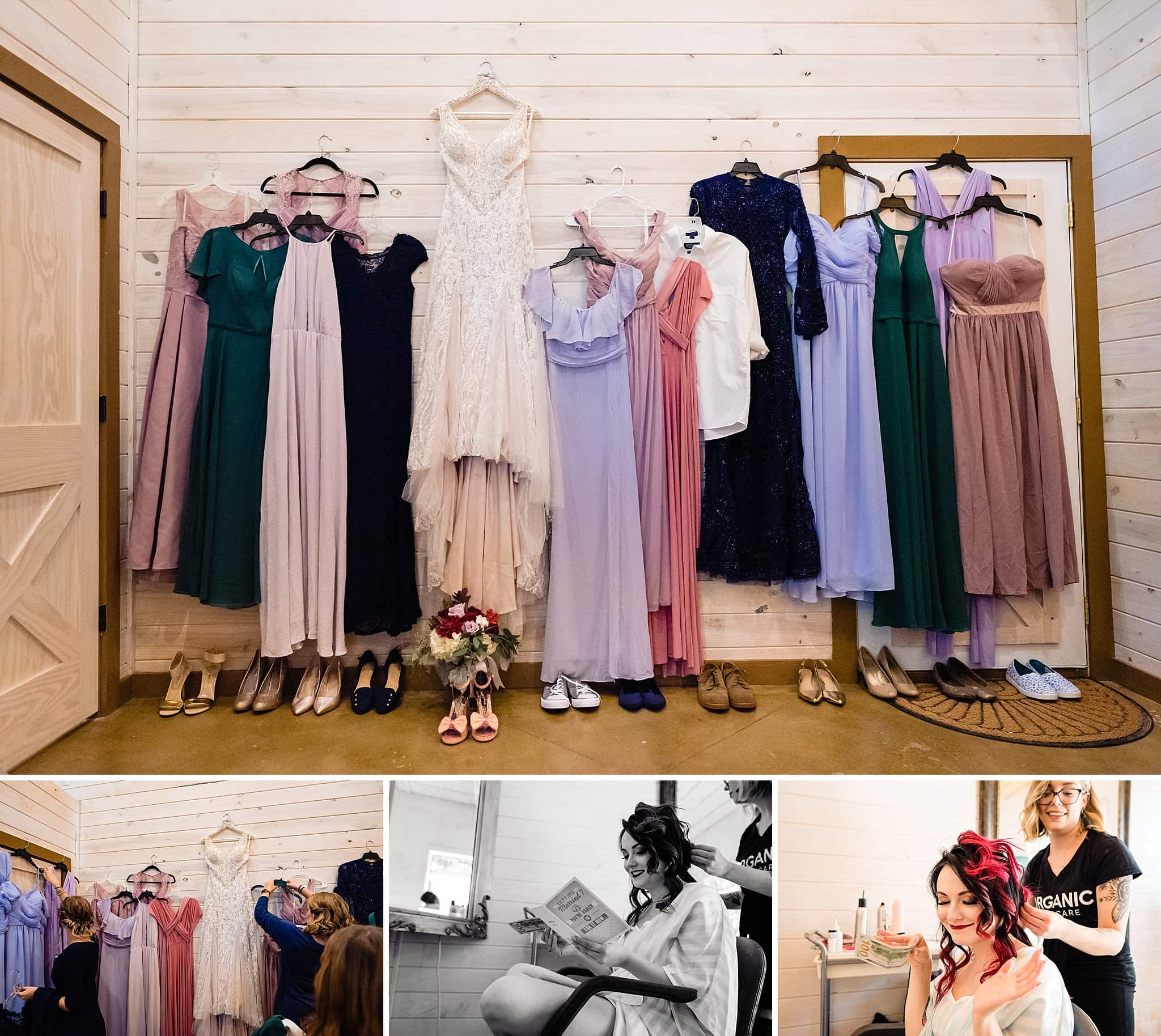 Mismatched bridesmaids dresses