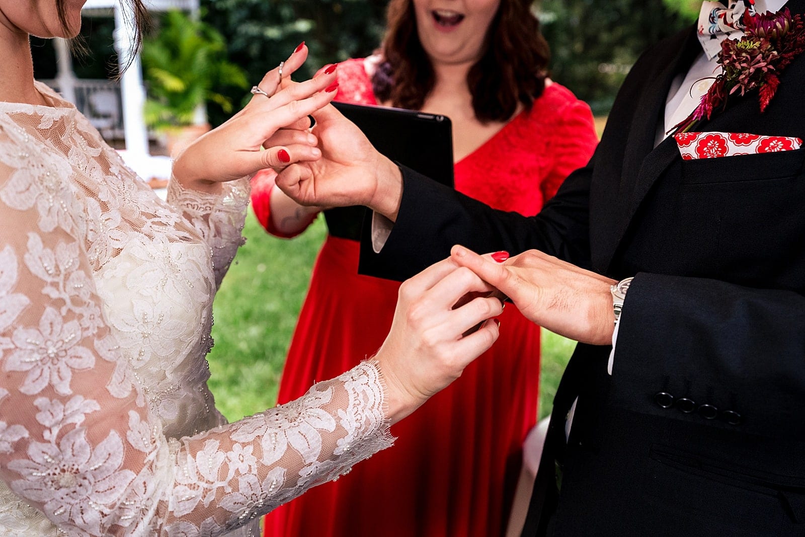 make your ring exchange fun! try to put each others rings on at the exact same time. 