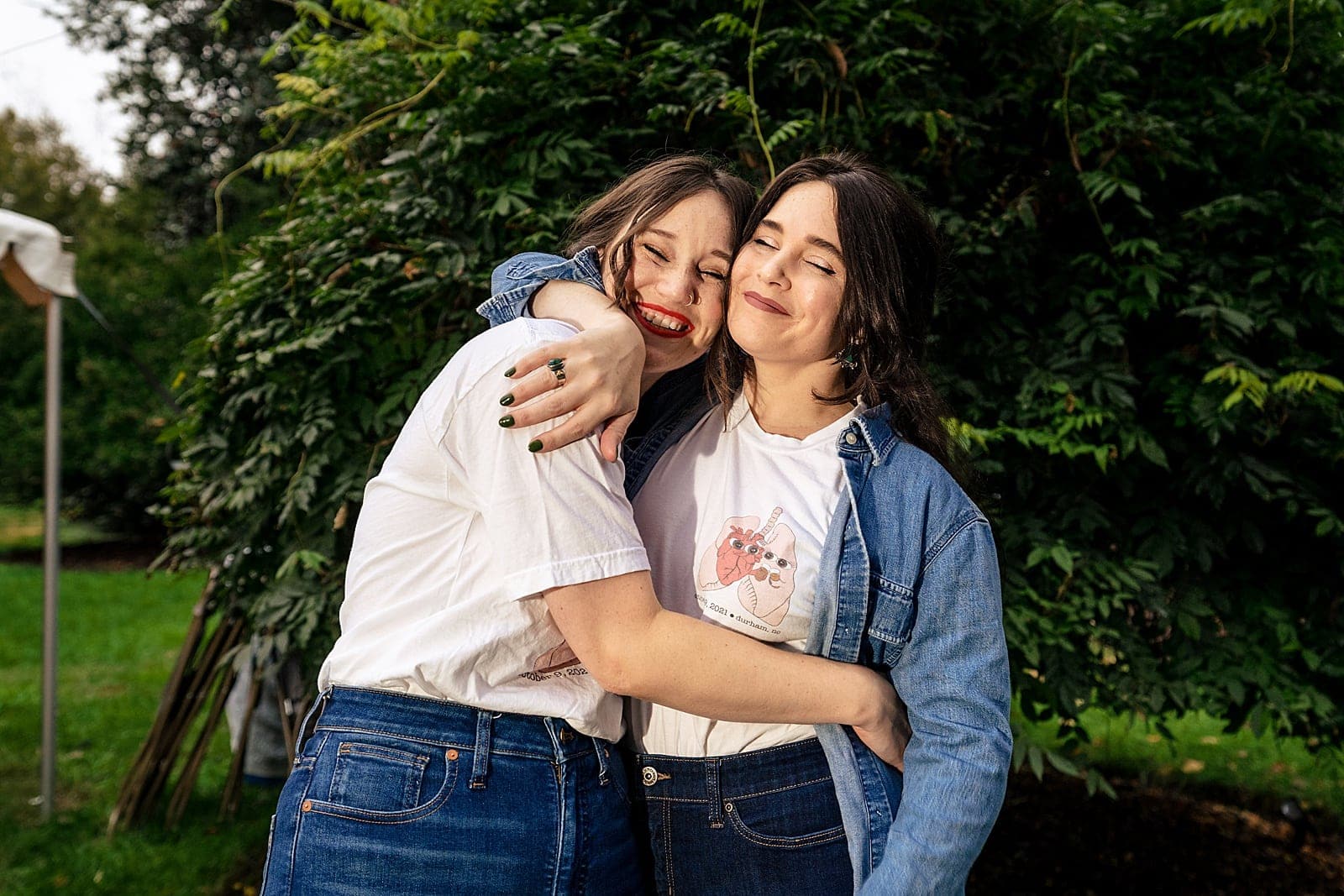 This couple made custom wedding tshirts for all their guests and a lot of people changed into them for the reception