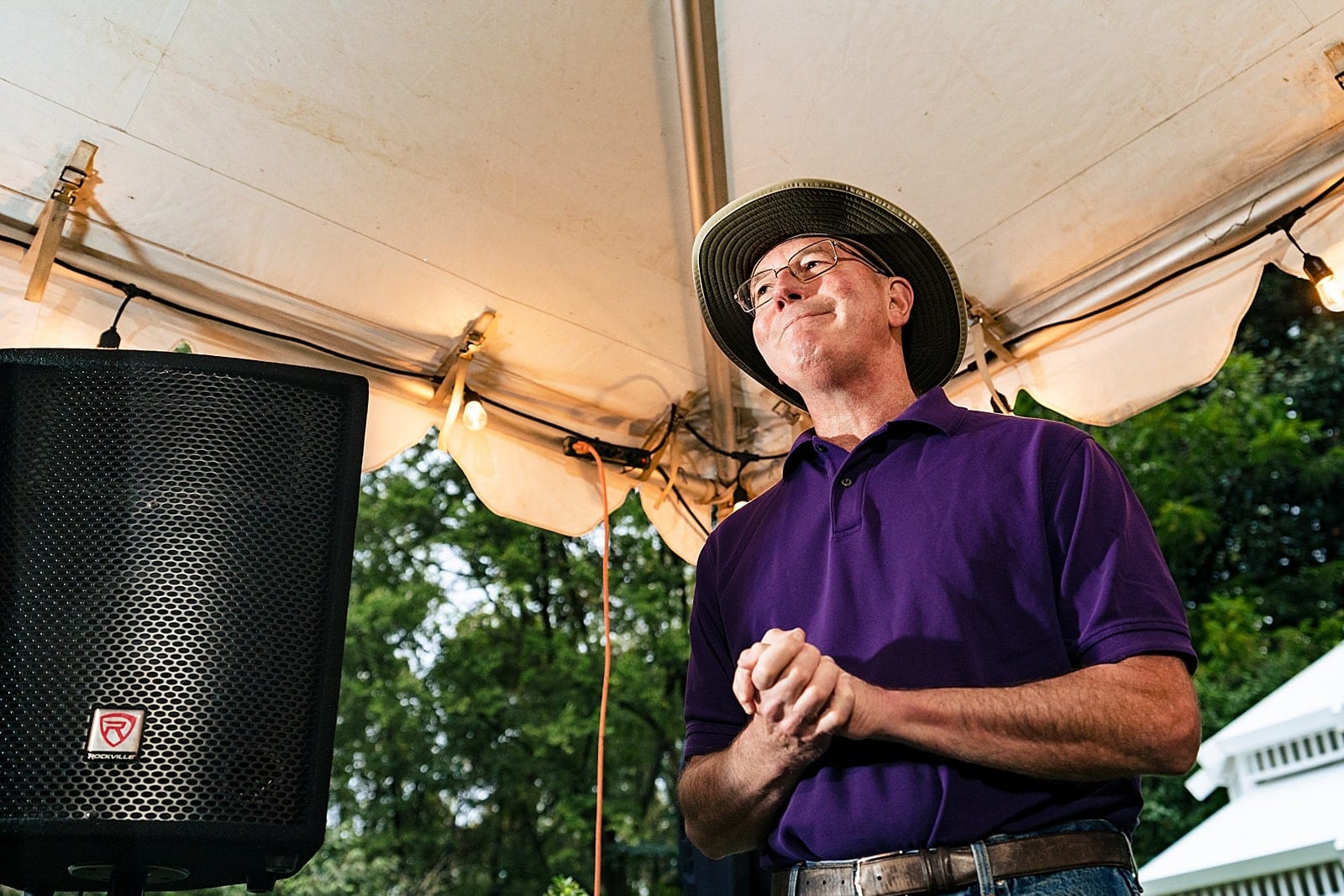 father of the bride toast at a casual outdoor wedding