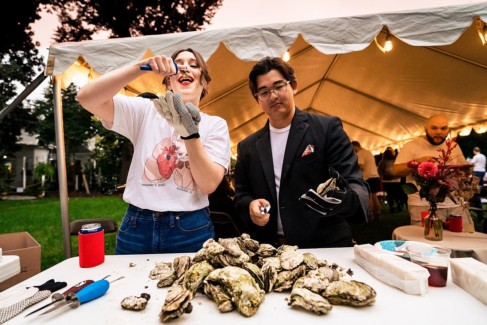 casual wedding with an oyster roast