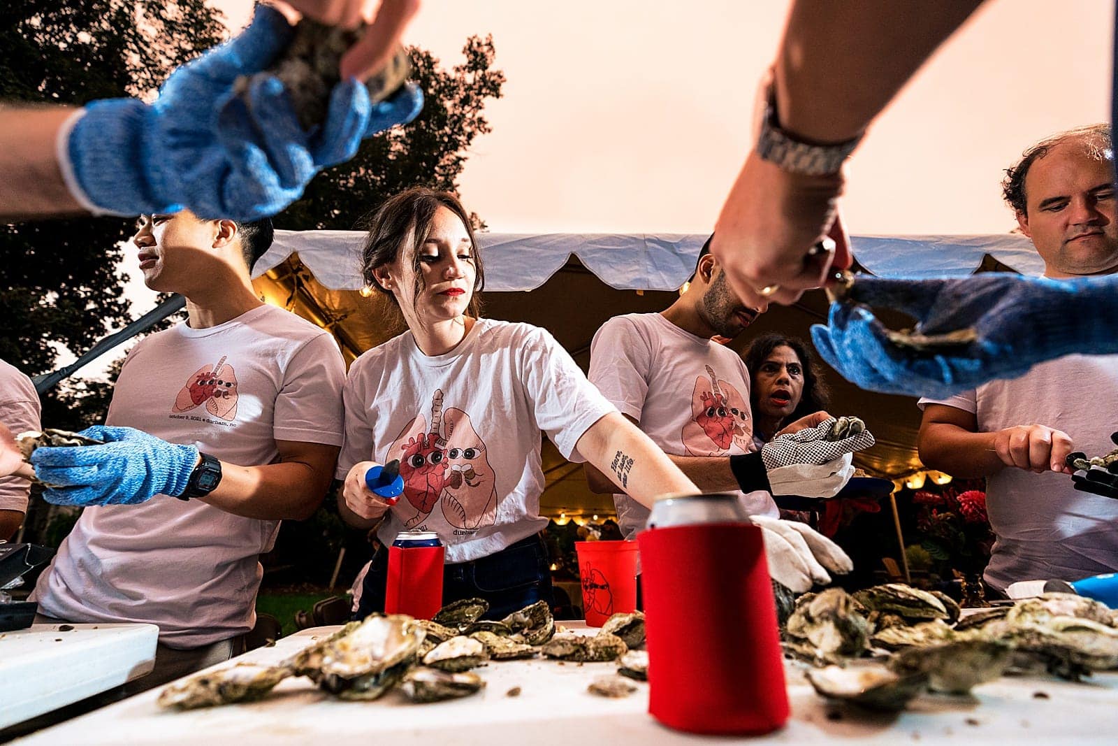 casual wedding with an oyster roast