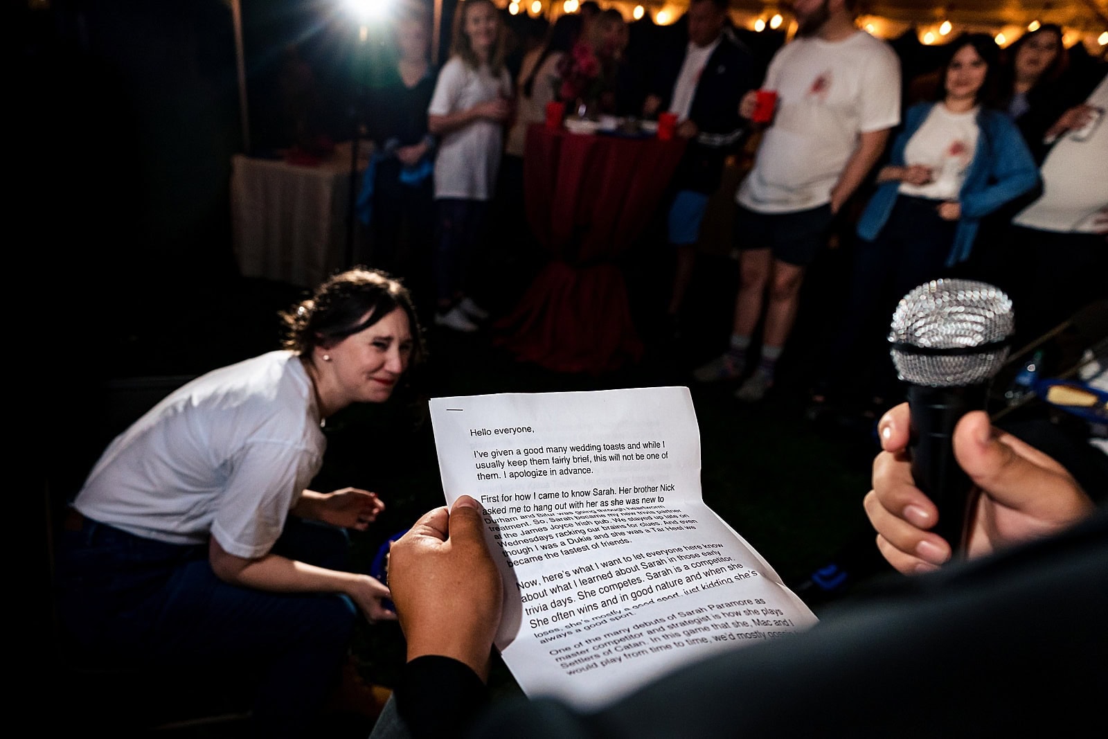 This bride jokingly claims she "forced" her friends to make speeches for her, but it's clear they were really happy to do so and they were all hilarious