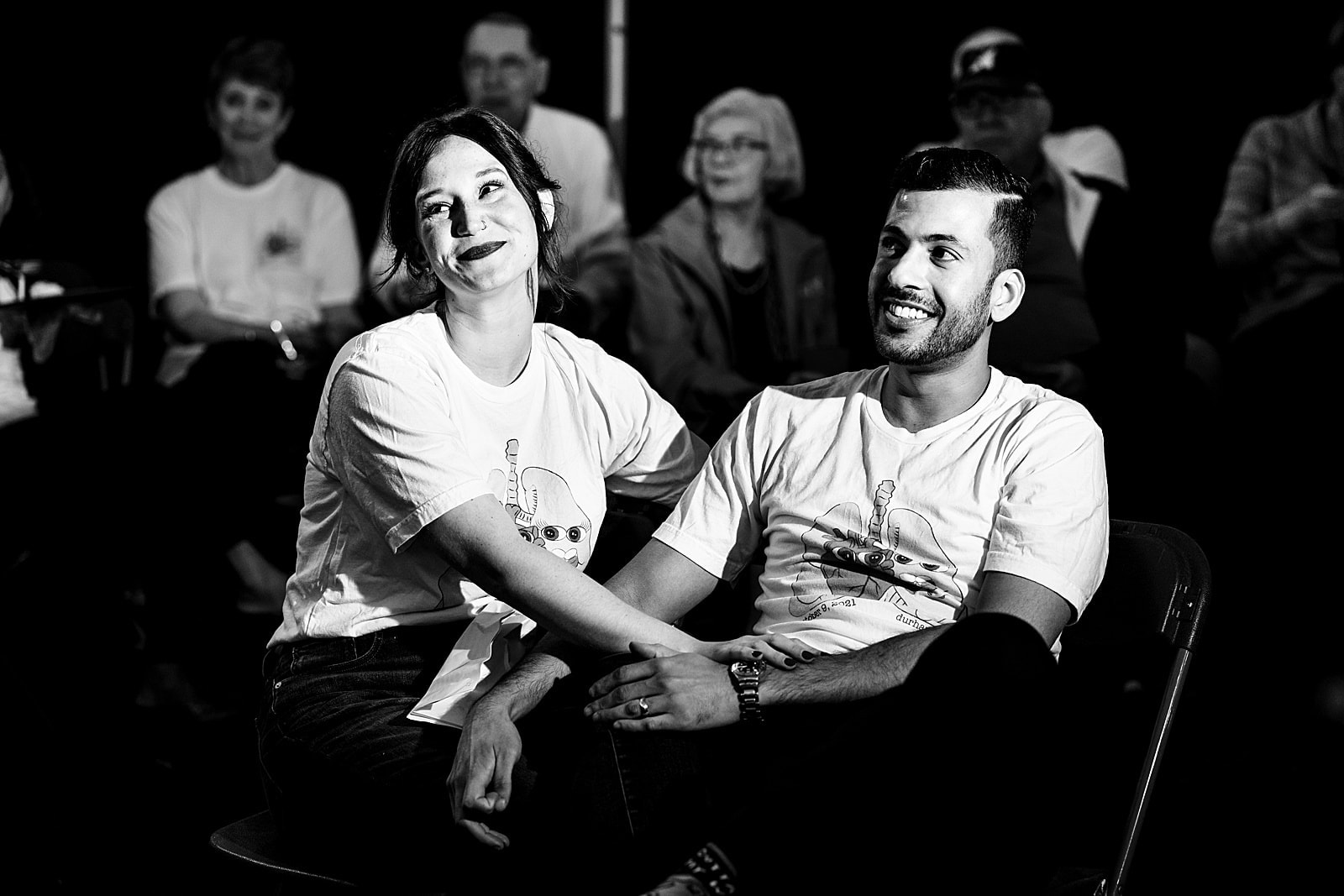 This bride jokingly claims she "forced" her friends to make speeches for her, but it's clear they were really happy to do so and they were all hilarious