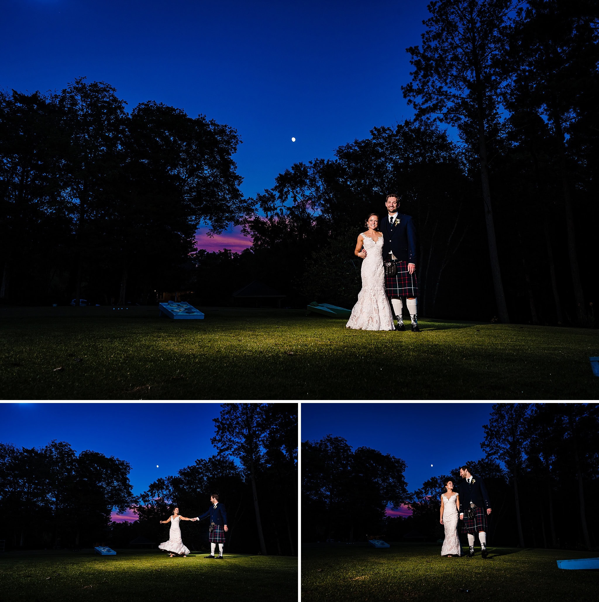 Night wedding photographer Raleigh