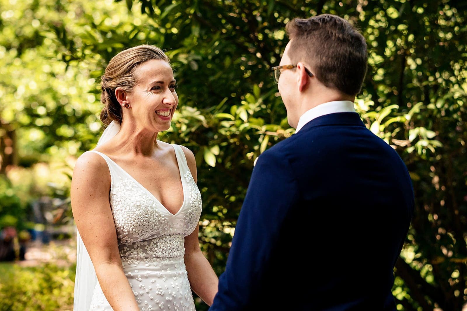 Couple's private first look and letter exchange at Chapel Hill Carriage House | photos by Kivus & Camera