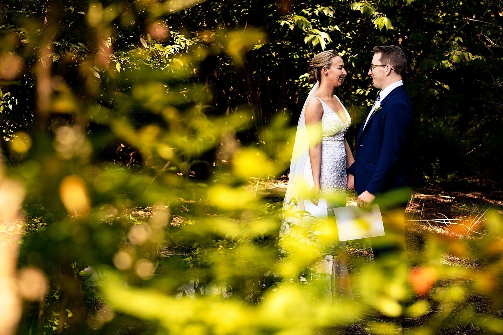 Couple's private first look and letter exchange at Chapel Hill Carriage House | photos by Kivus & Camera