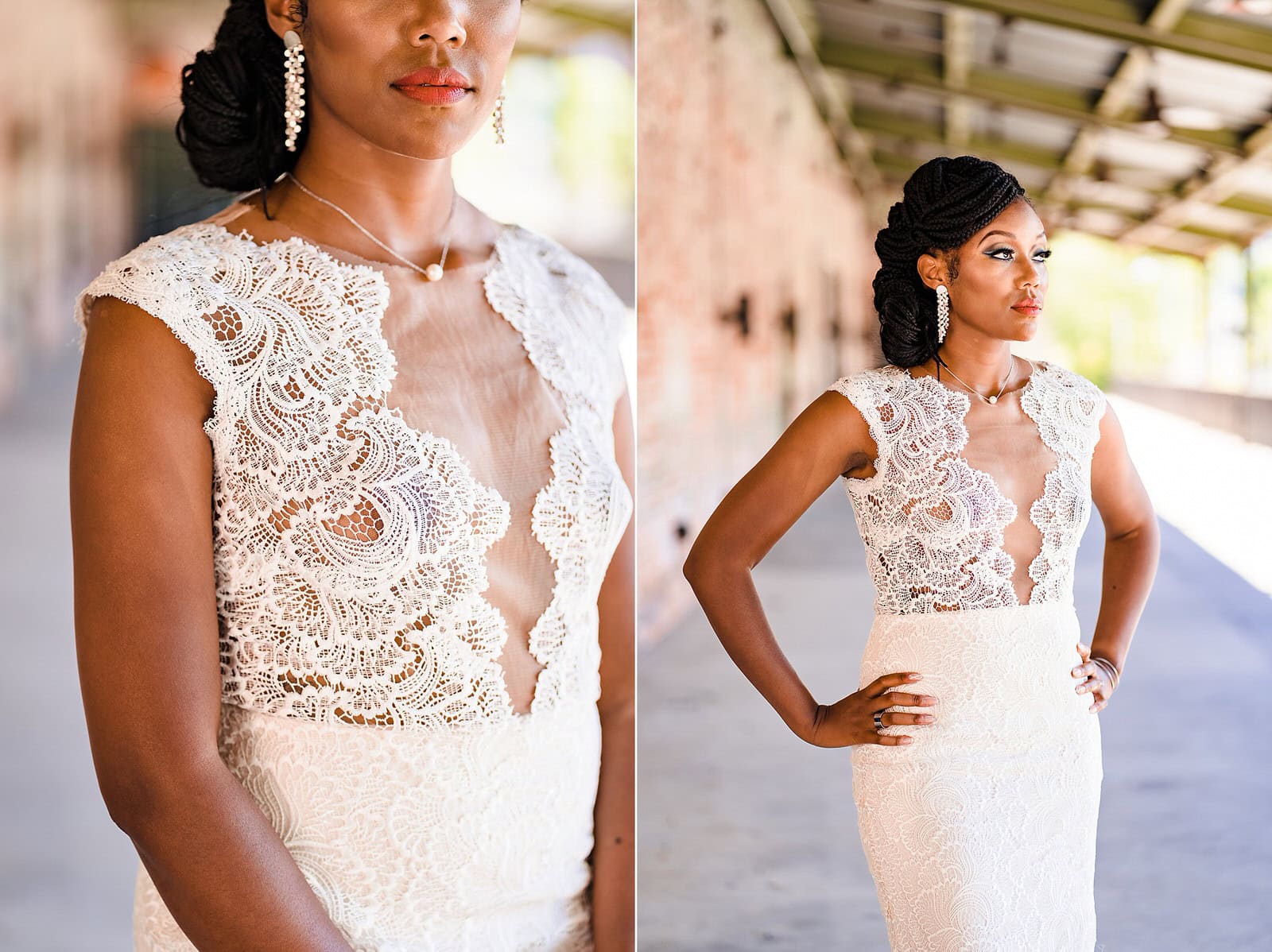 Bride poses in her Gavin Christianson Bridal gown. Hair by Belloviso, makeup by Sharon Davis Makeup Artistry