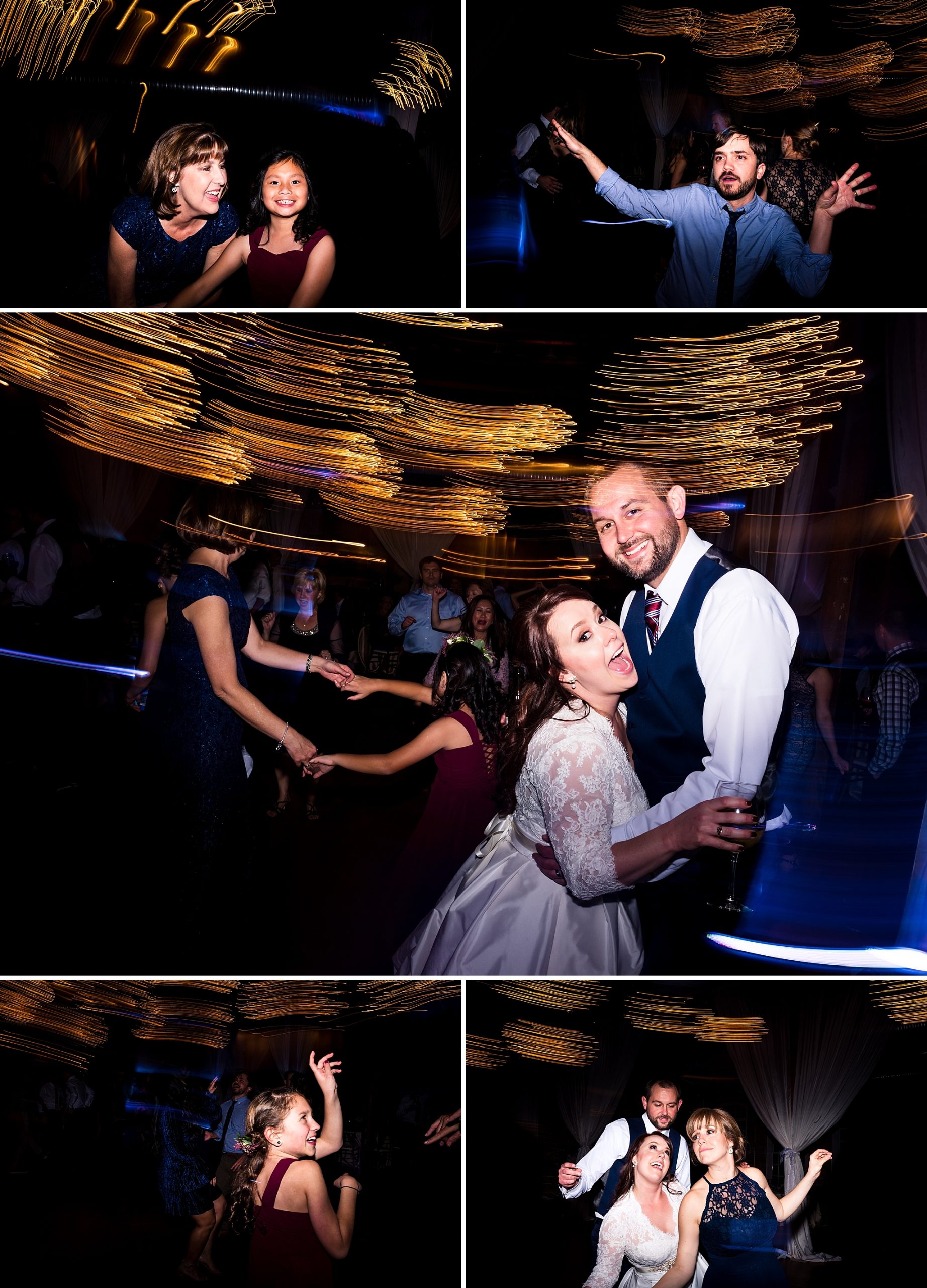 Wedding reception light trails