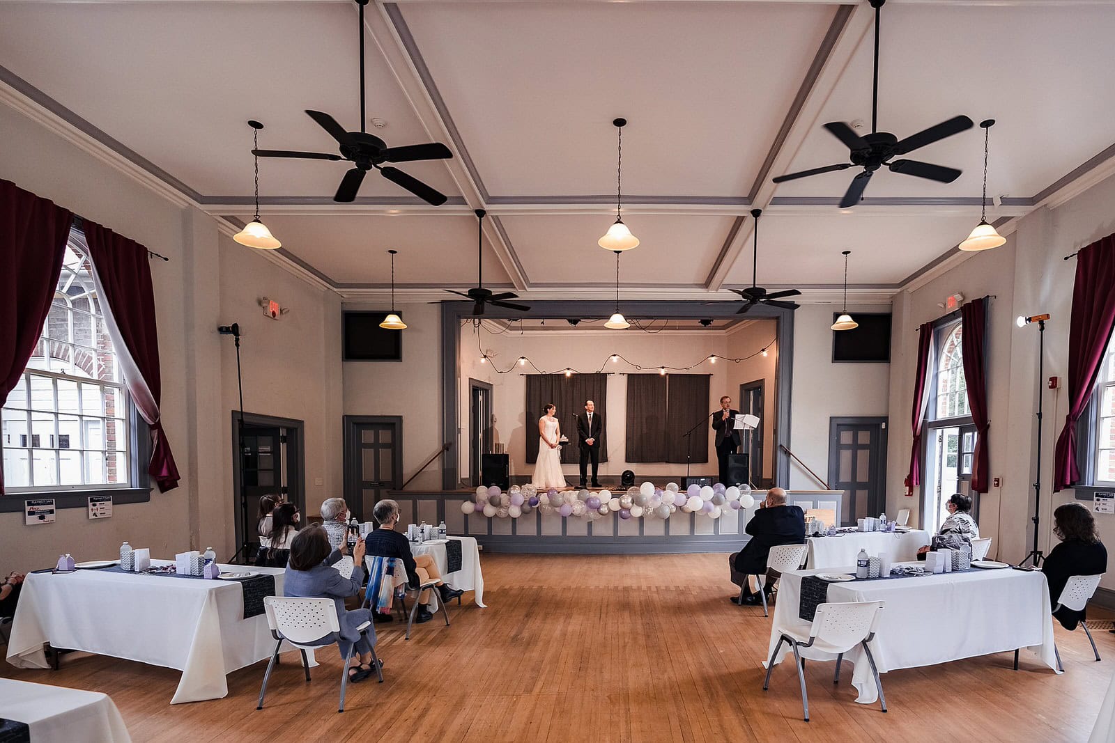 Socially distanced wedding at Old Murphey School