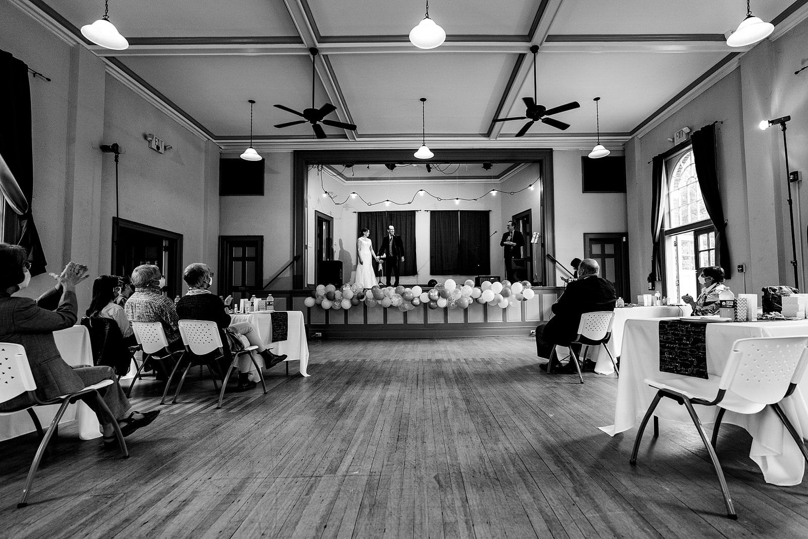 Socially distanced wedding at Old Murphey School