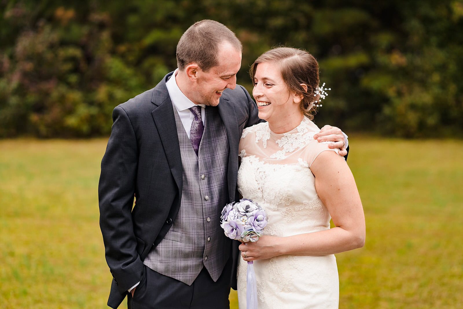 Relaxed bride and groom on their wedding day