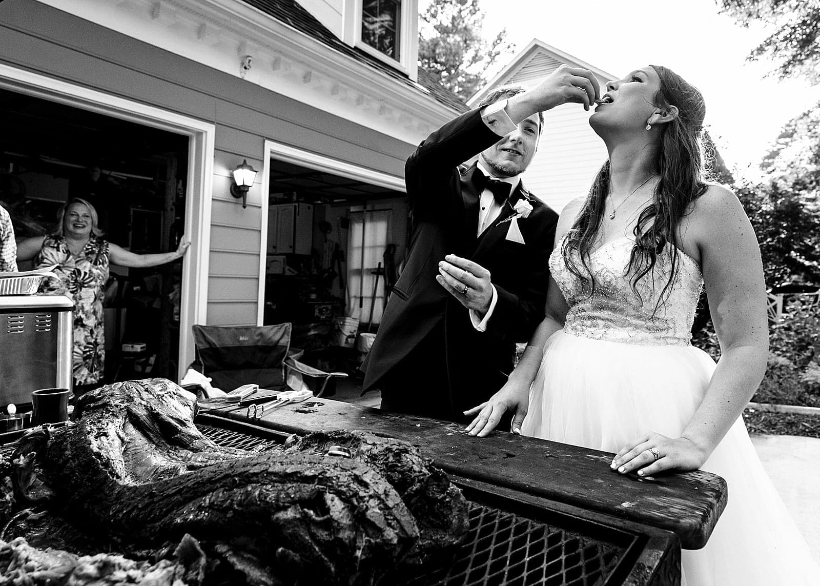 DIY wedding in a backyard with a pig-pickin