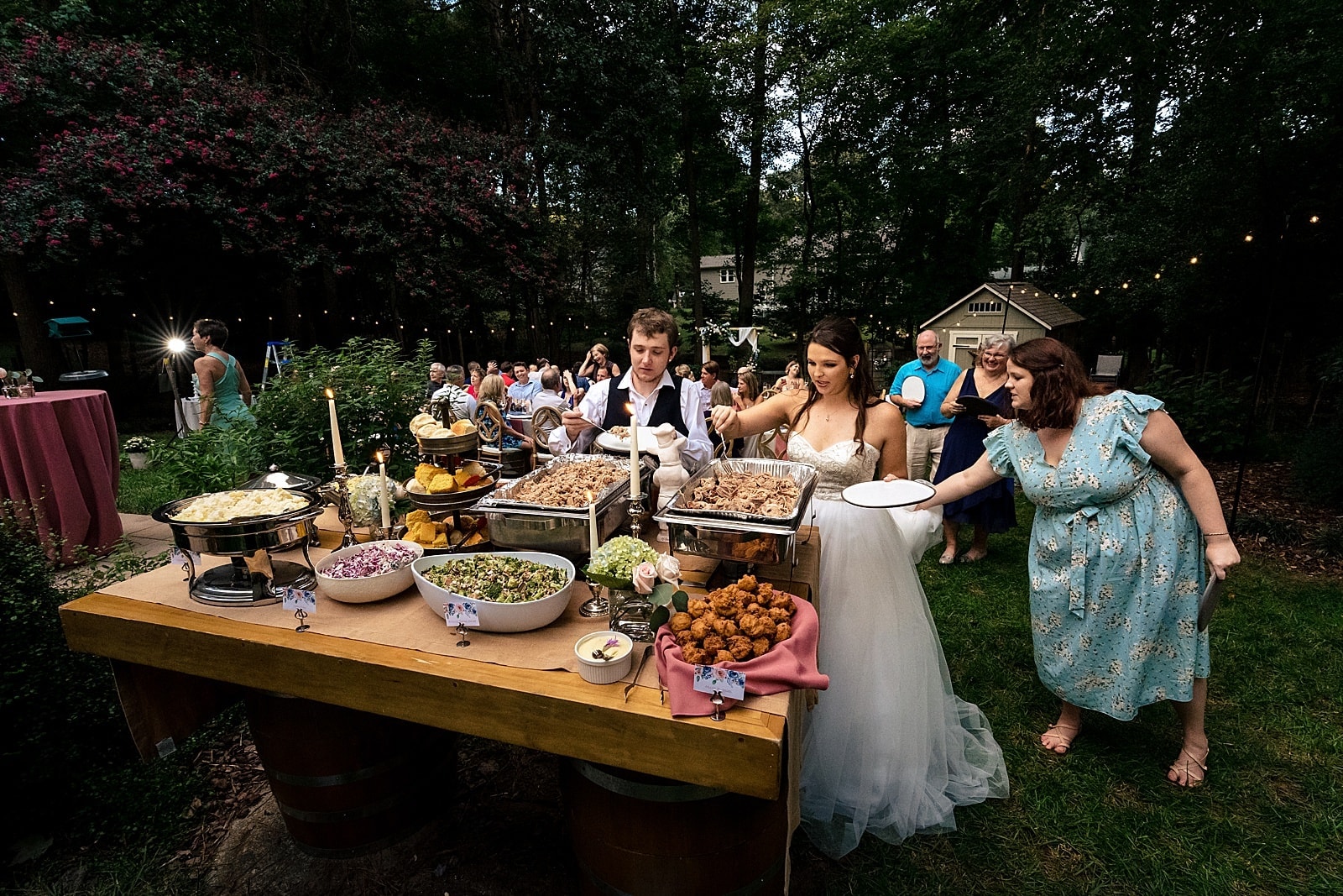 DIY wedding in a backyard with a pig-pickin