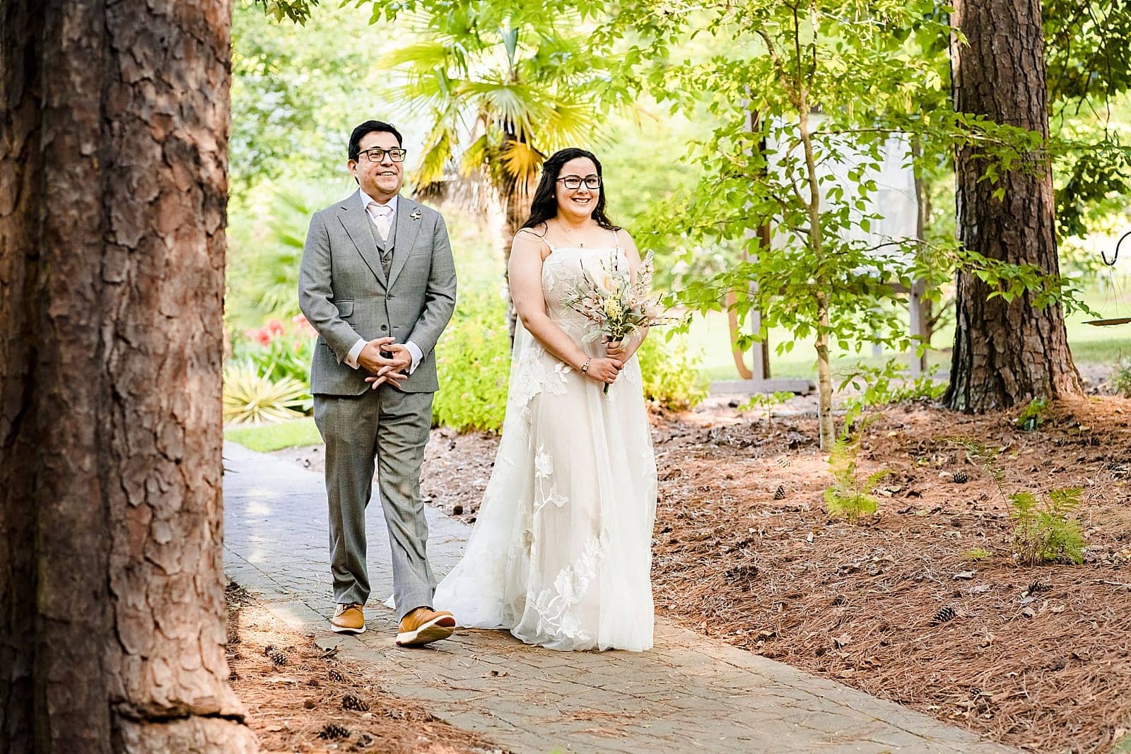 This couple decided to walk into their wedding ceremony together. Tradition is only as important as you want it to be.