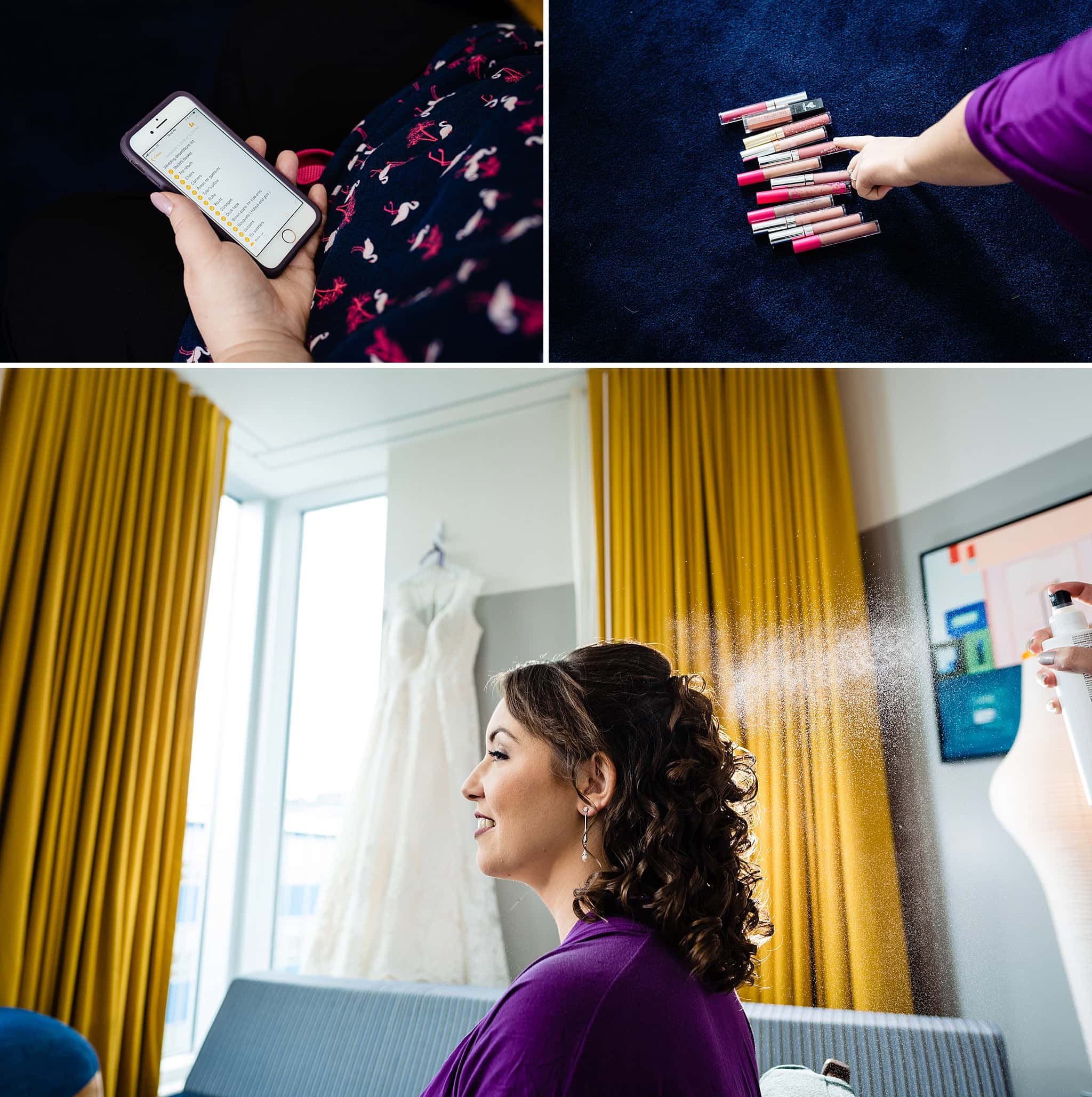 Bride getting ready for a Durham Armory wedding at The Durham Hotel | Durham wedding photographers