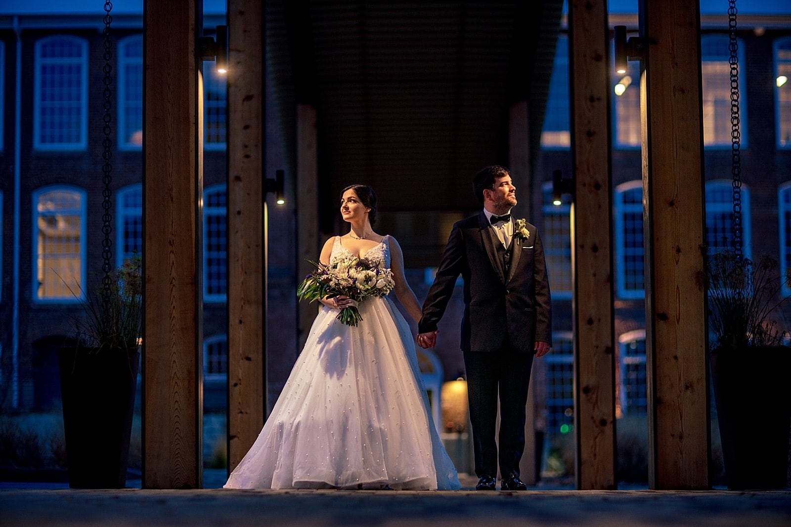 Durham NC Winter Wedding portraits at the Cotton Room