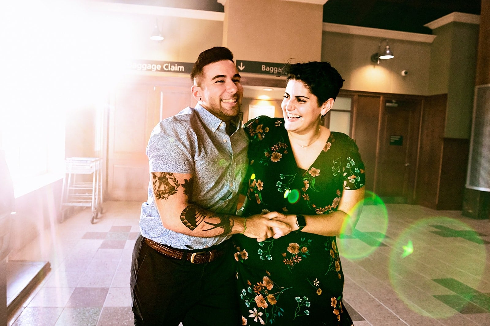 Durham train station engagement photos