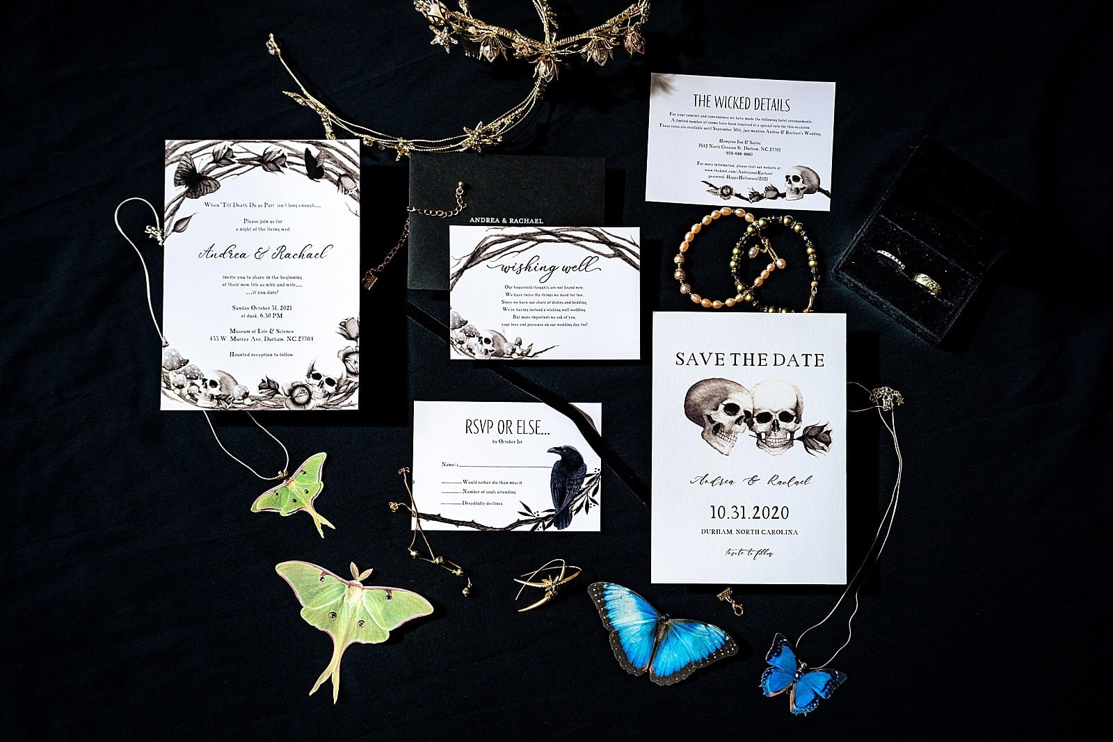 Edgar Allen Poe themed halloween wedding details