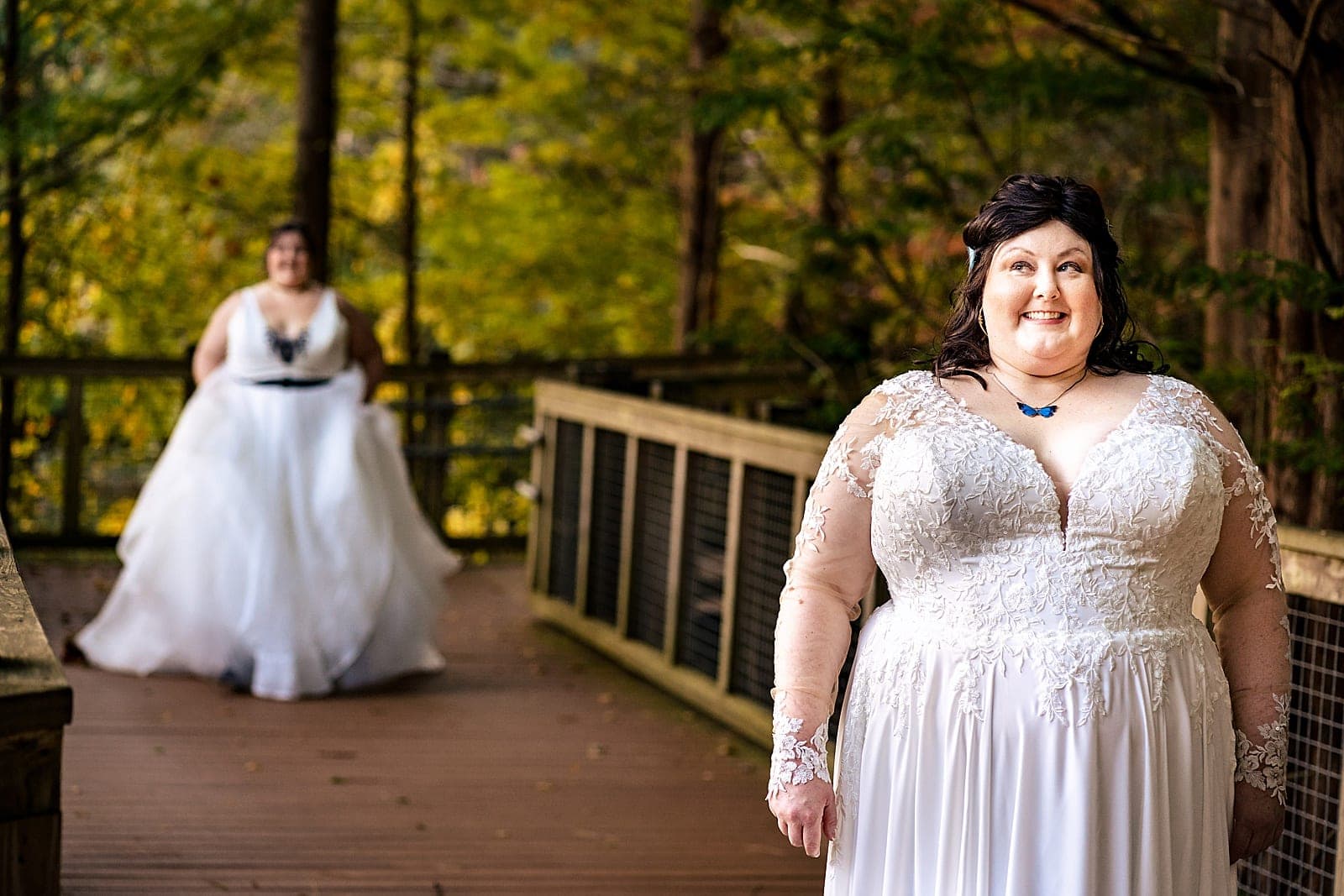 same sex wedding first look between two brides
