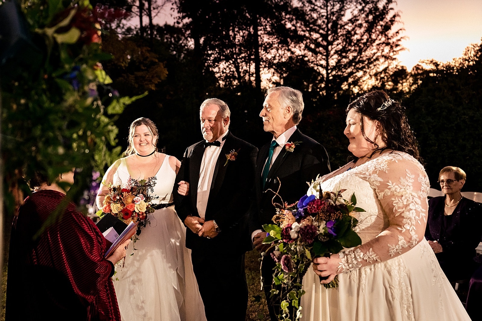 same sex wedding at Museum of Life and Science after dark