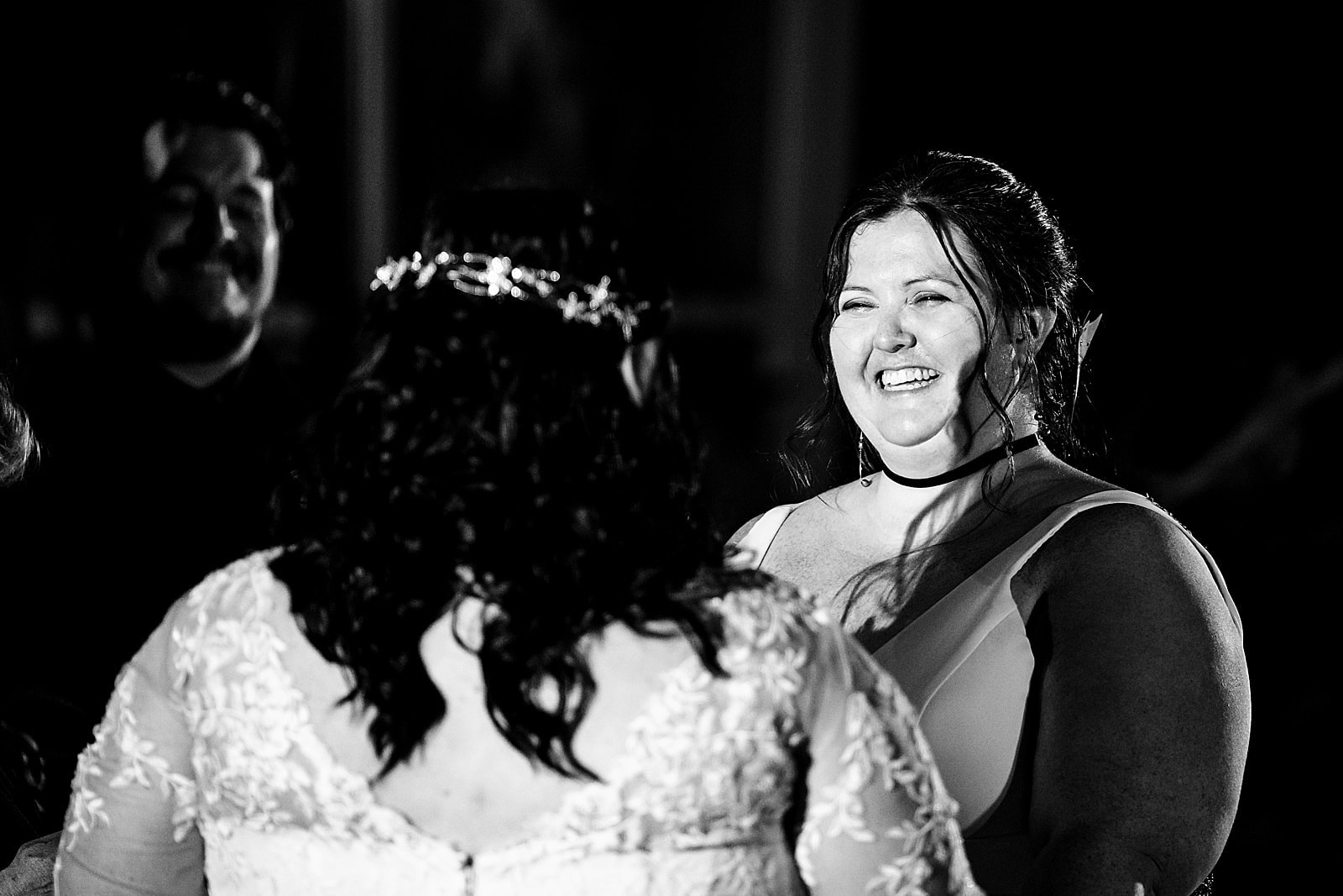 same sex wedding at Museum of Life and Science after dark