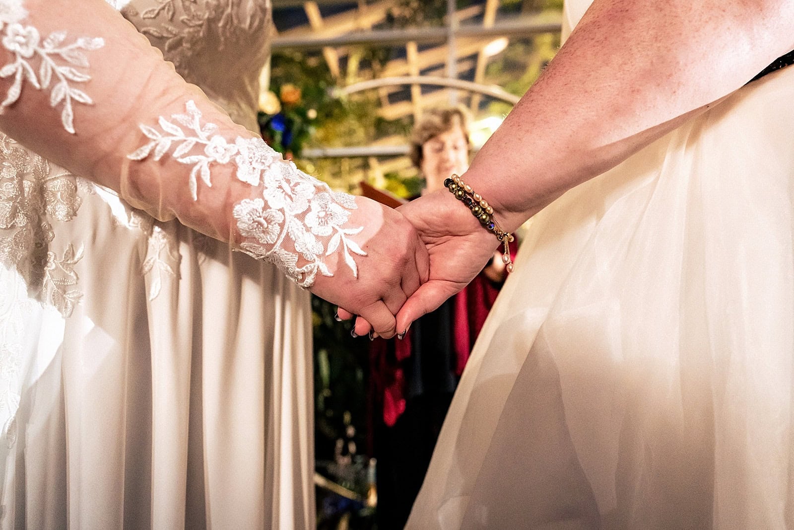 same sex wedding at Museum of Life and Science after dark