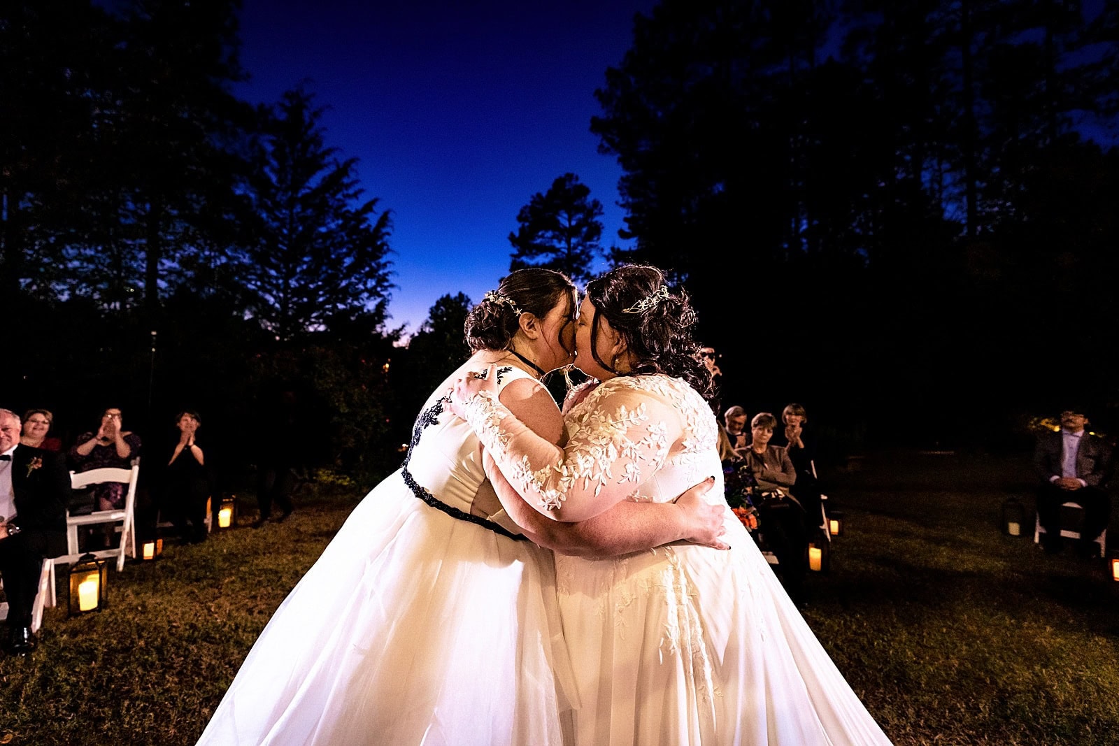 same sex wedding at Museum of Life and Science after dark