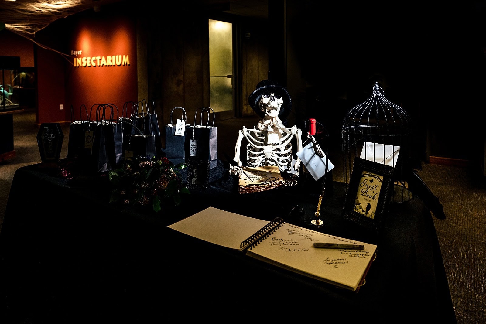 Halloween wedding details at an Edgar Allan Poe themed wedding
