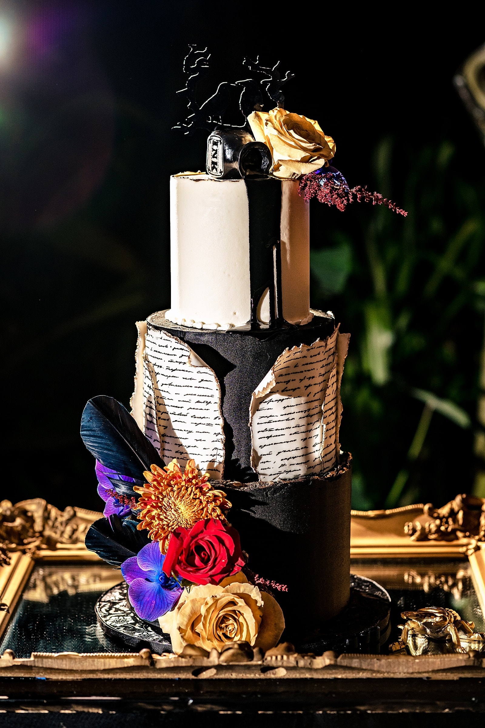 Halloween wedding details at an Edgar Allan Poe themed wedding