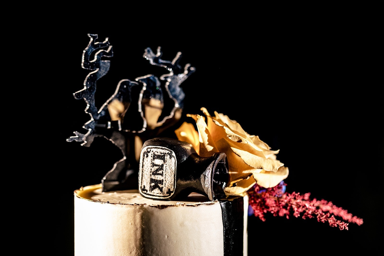 Halloween wedding details at an Edgar Allan Poe themed wedding
