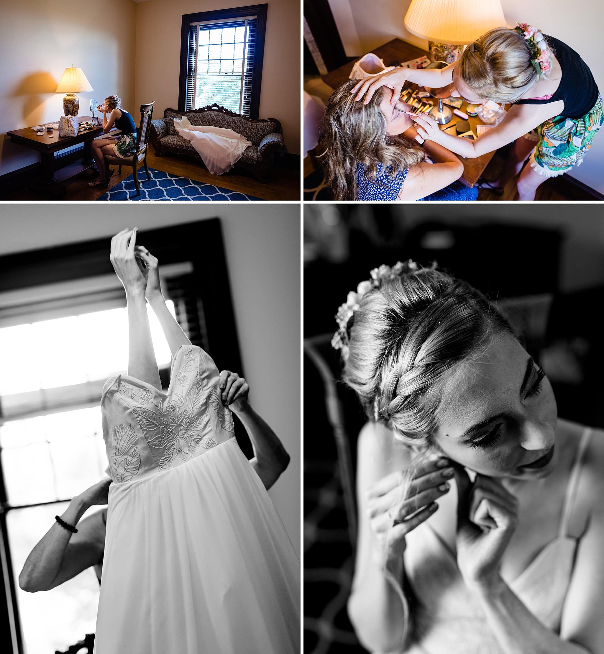 bride doing her own makeup